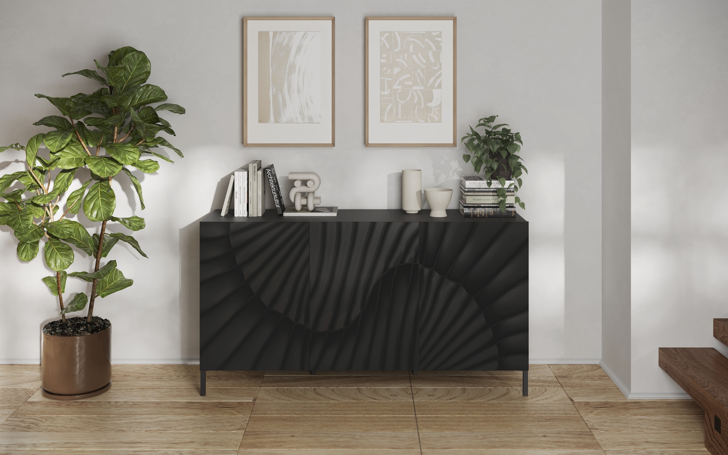 INOSIGN Sideboard »Snake Breite 181 cm, moderne Kommode mit 3 Türen«, Anrichte mit viel Stauraum, Front mit besonderem Siebdruck