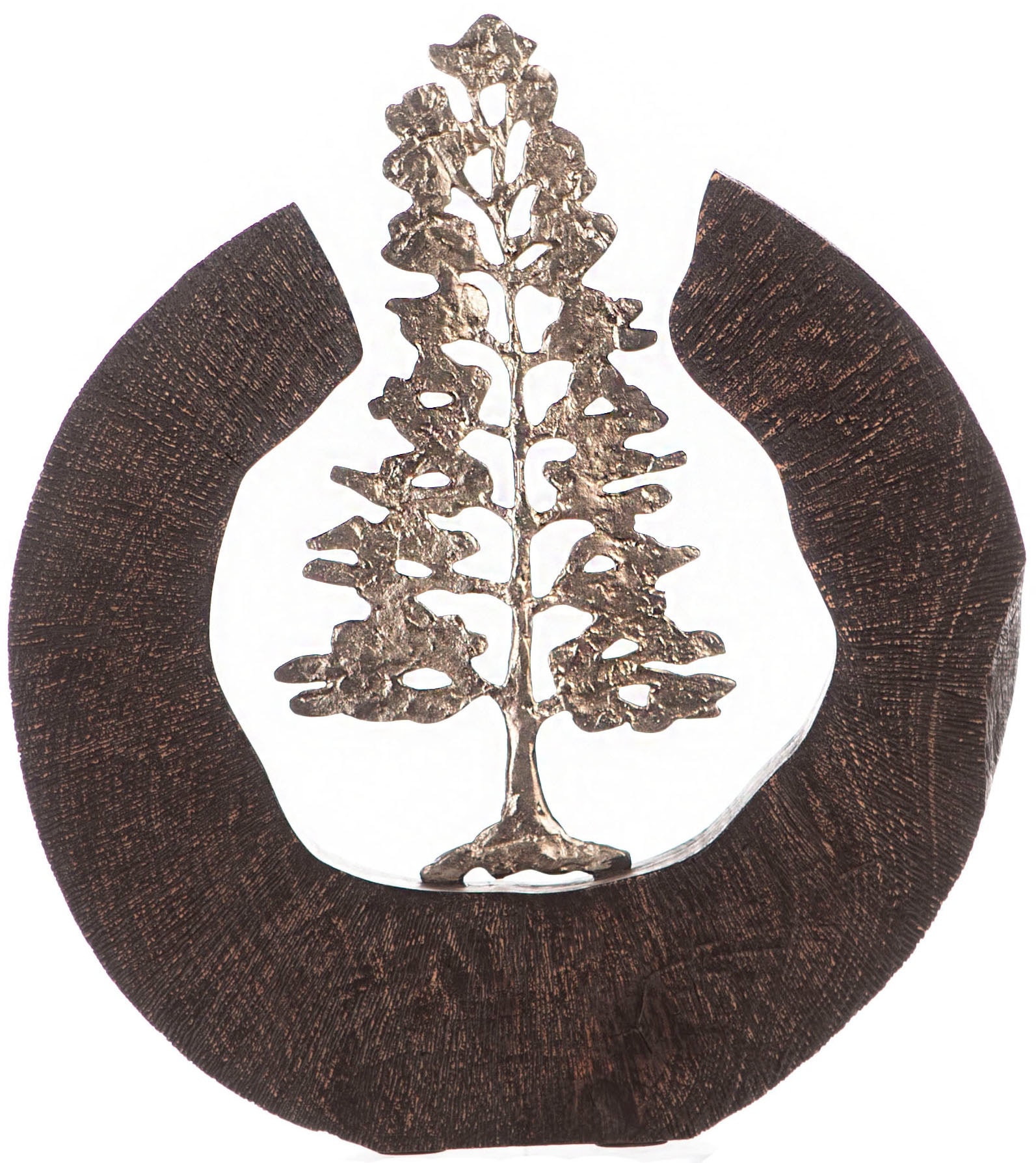 GILDE Dekoobjekt »Skulptur Fir Tree, schwarz/silber«, (1 St.), Höhe 39 cm,  handgefertigt, aus Metall und Holz, Motiv Baum, Wohnzimmer online bestellen