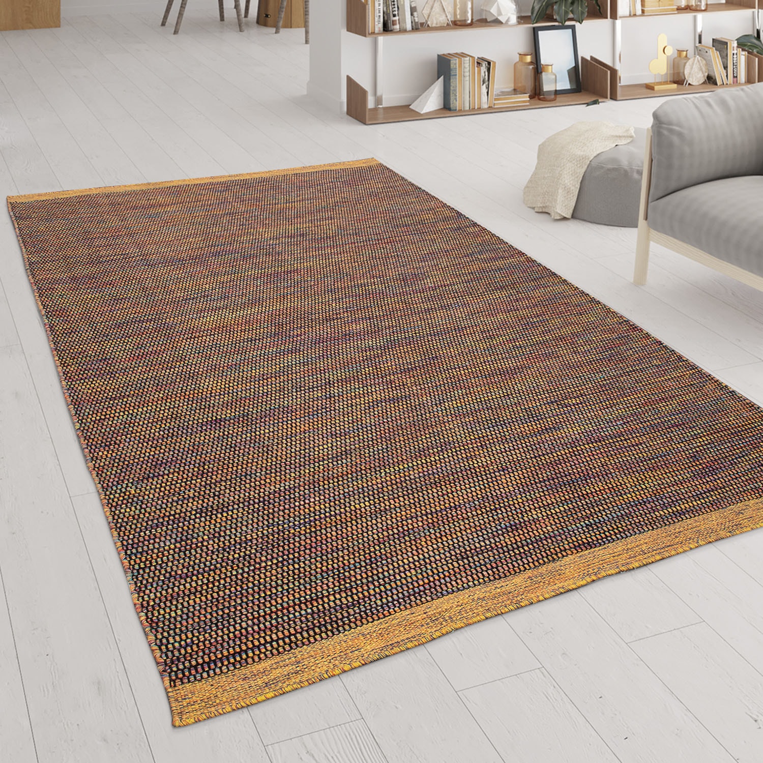 Paco Home Wollteppich »Kasko 300«, rechteckig, 12 mm Höhe, Handweb, Flachgewebe, reine Wolle, handgewebt, hochwertig verarbeitet