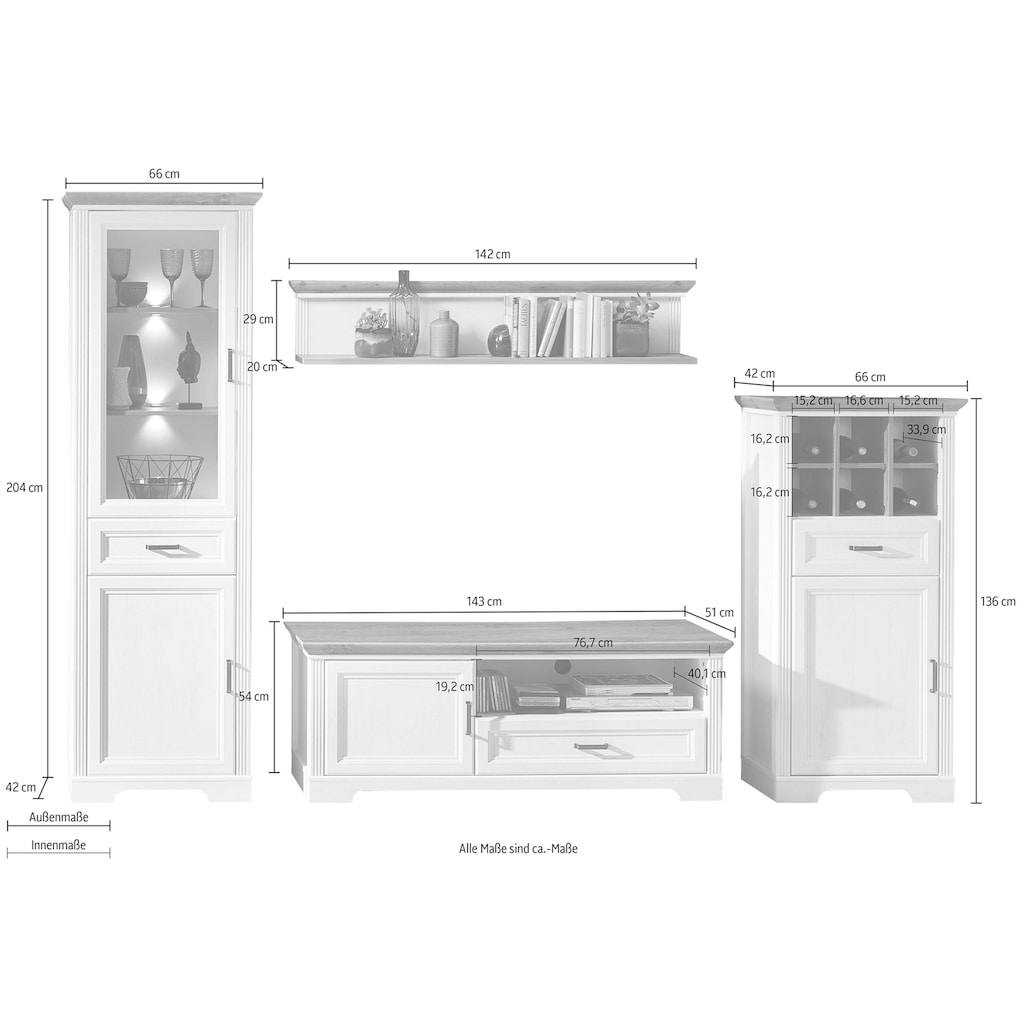 Innostyle Wohnwand »Jasmin«, (Set, 4 St.)