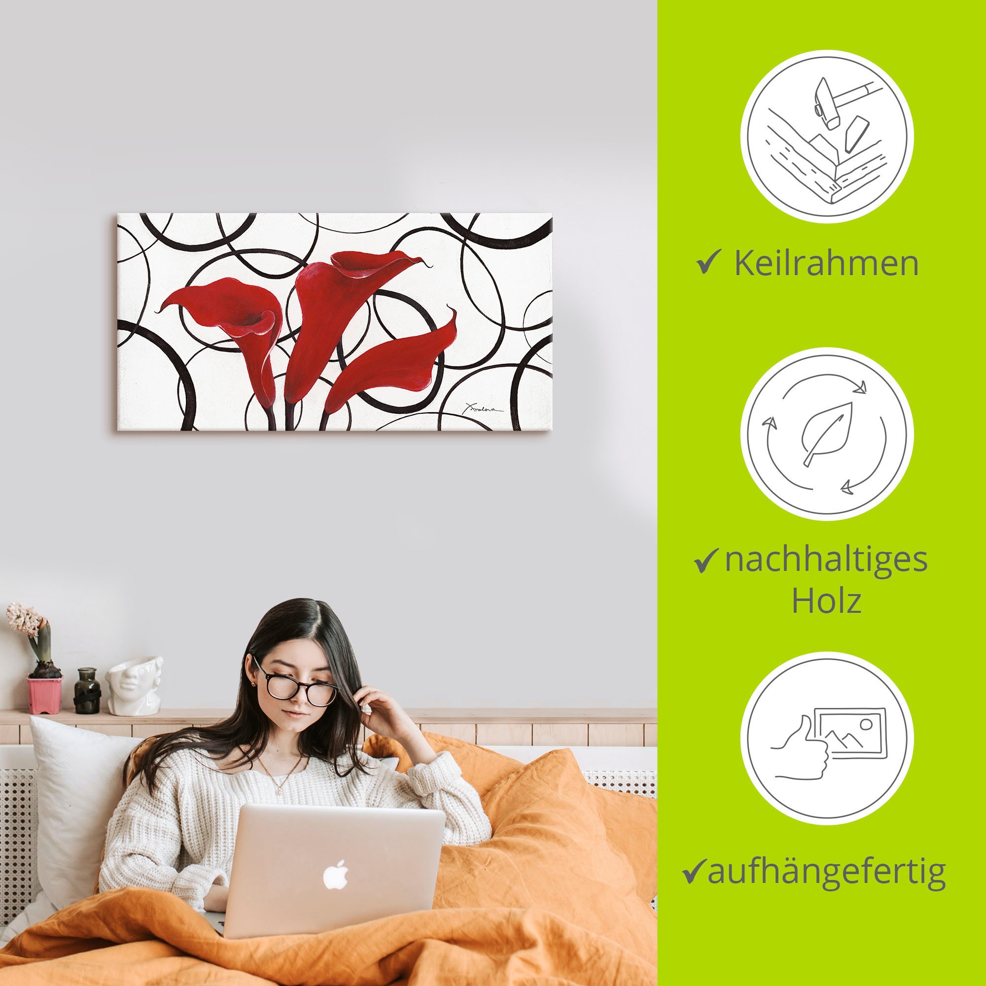 Artland Wandbild »Callas«, Blumen, (1 St.), als Leinwandbild, Wandaufkleber in verschied. Größen