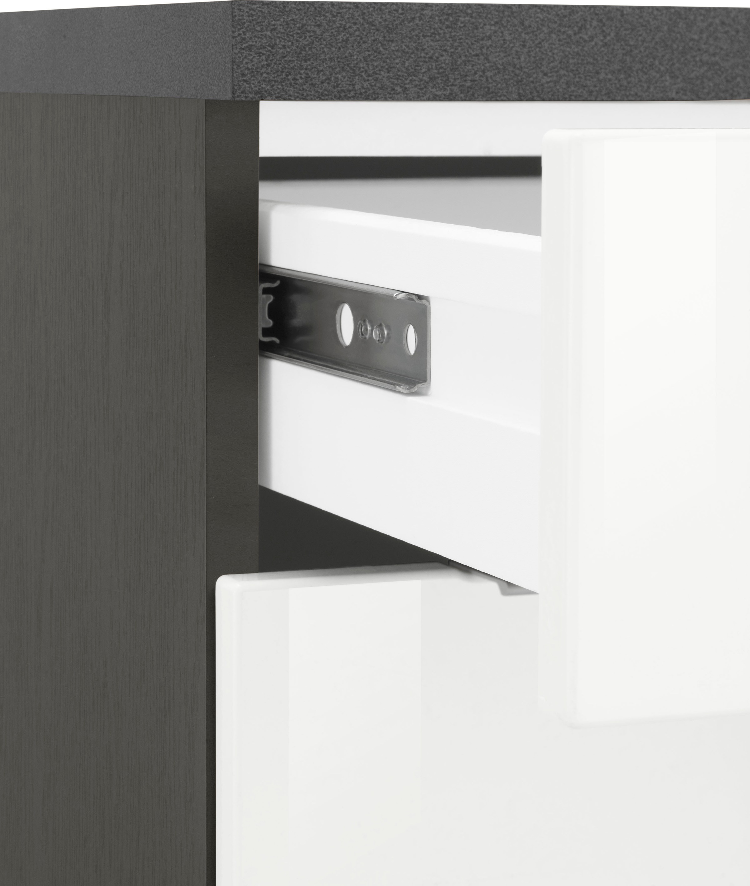 KOCHSTATION Küchenzeile »KS-Brindisi«, Breite 220 cm, wahlweise mit E-Geräten, mit MDF-Fronten und Regal