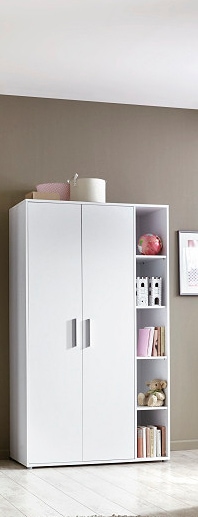 BMG Möbel Babyzimmer-Komplettset »Luis«, (Set, 5 tlg., Bett + Wickelkommode + 2-trg. Schrank + Standregal + Wandboard), Bett + Wickelkommode + 2-trg. Schrank + Standregal + Wandboard