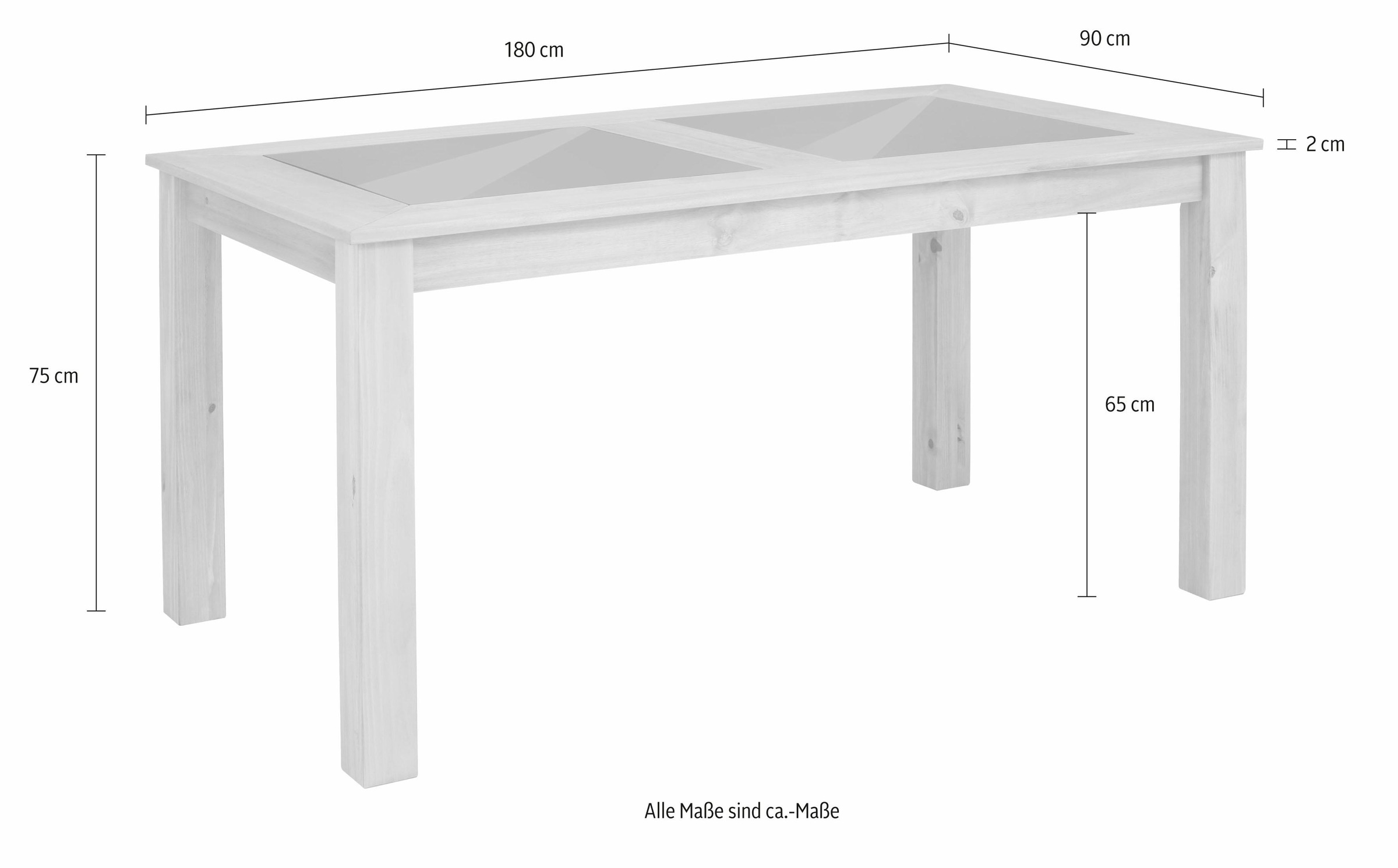 6. Bild von Home affaire Esstisch »Zava«, in 2 Größen, mit Glaseinsatz, aus massivem Akazienholz