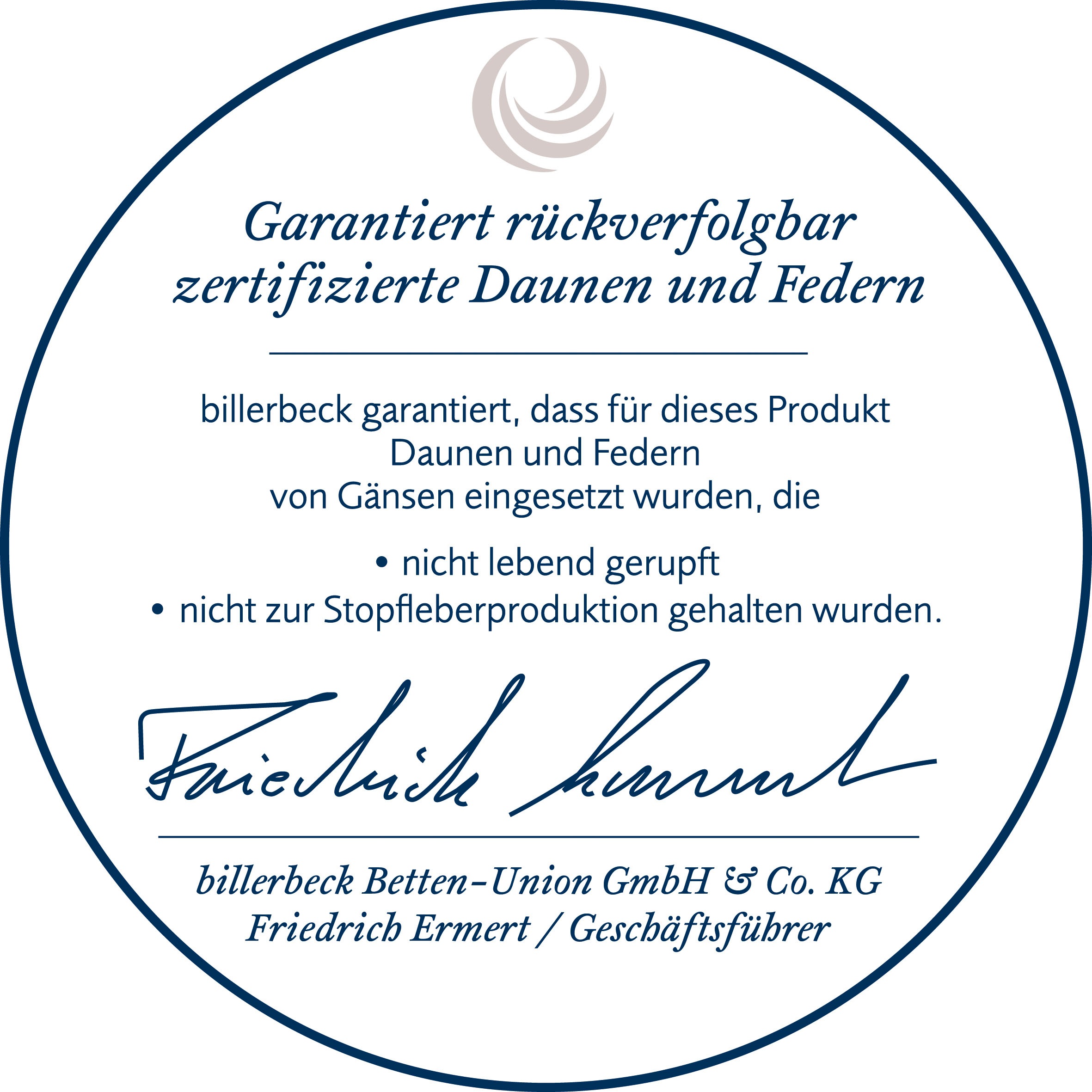 billerbeck Gänsefederkopfkissen »Ginnie 15, Kissen ist Allergiker freundlich (Hausstauballergiker)«, Füllung: 85% Gänsefeder, 15% Gänsedaunen, Bezug: 100% Baumwolle, (1 St.), Das Gänsedaunenkissen für höchsten Schlafkomfort