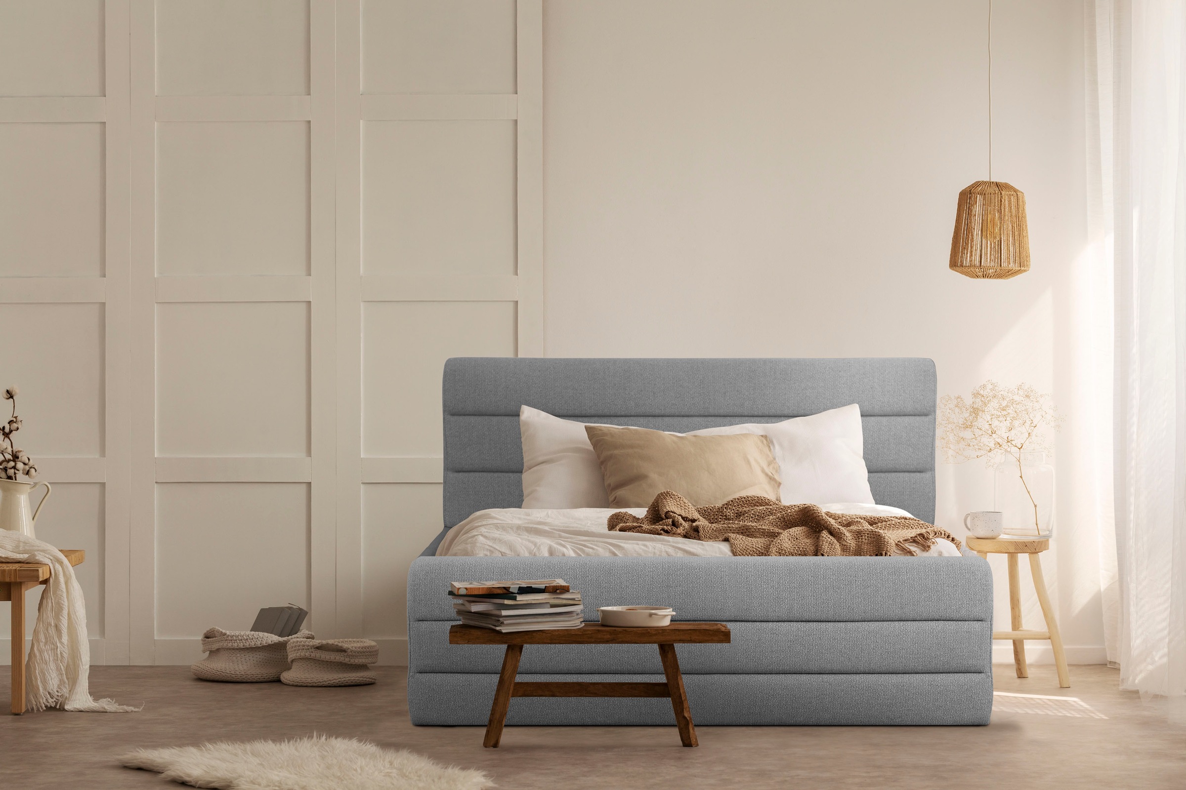 OTTO products Polsterbett "Merrit" Quernaht im Kopf- und Fußteil, in 5 Brei günstig online kaufen