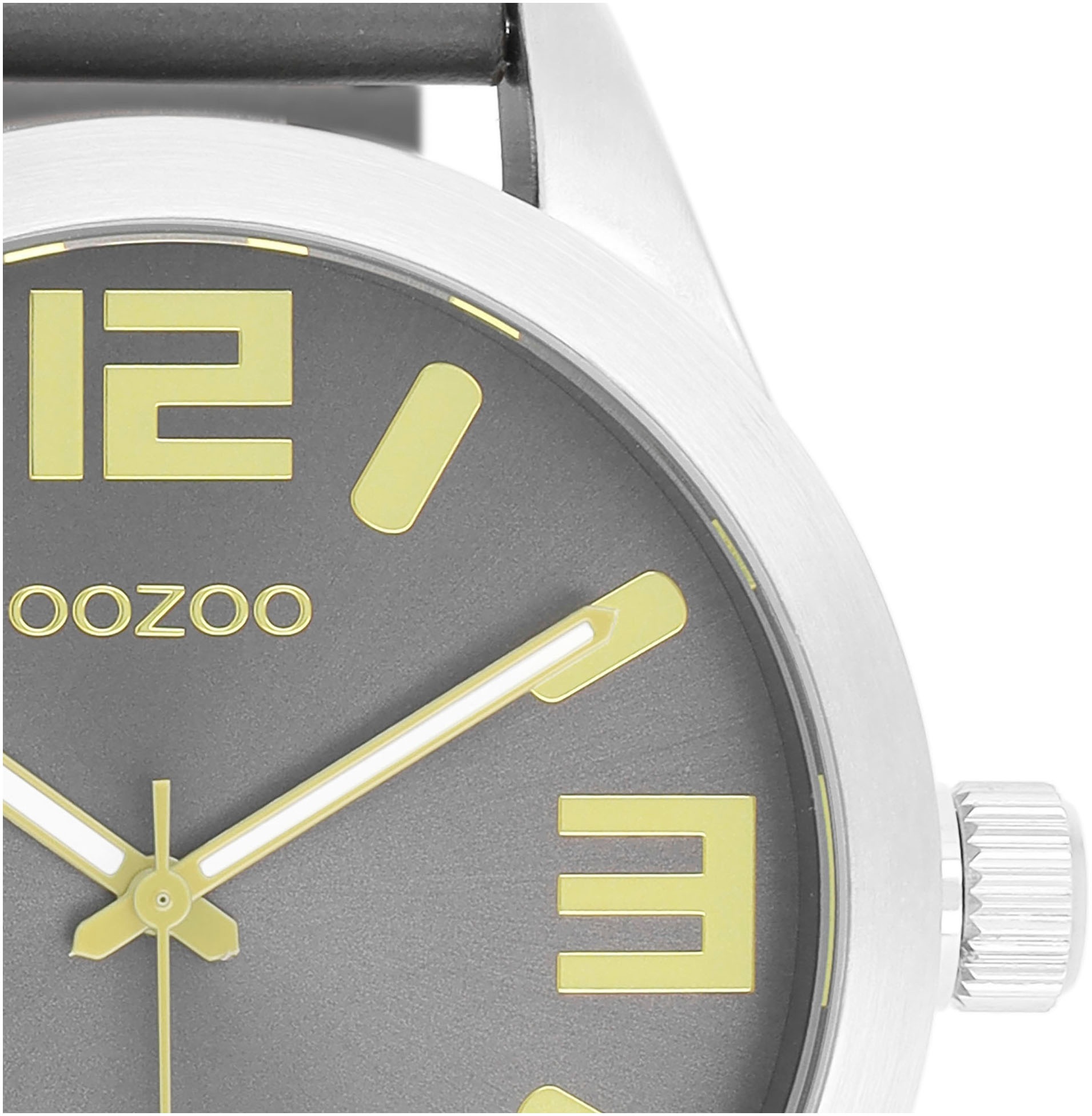 OOZOO Quarzuhr, Armbanduhr, Damenuhr, Herrenuhr, Lederarmband, Ø 46mm