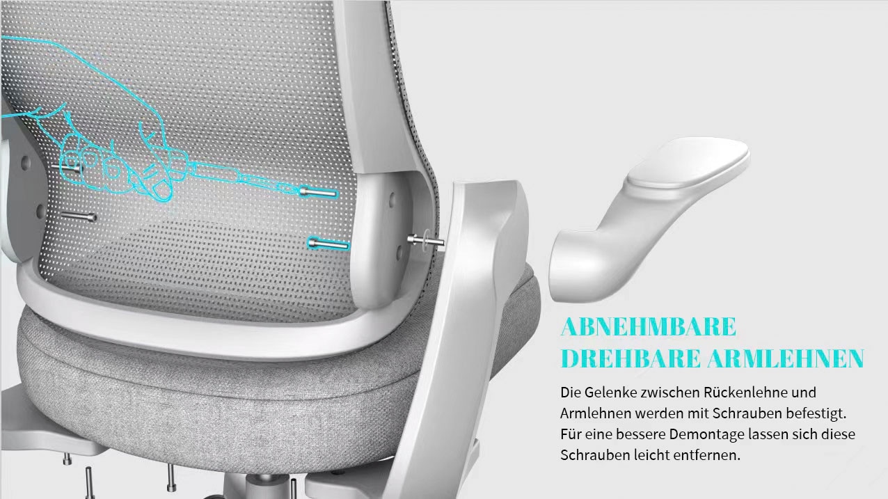 INOSIGN Bürostuhl »Toico, Design-Schreibtischstuhl,«, Netzstoff, ergonomische Rückenlehne, Lendenwirbelstütze & klappbaren Armlehnen