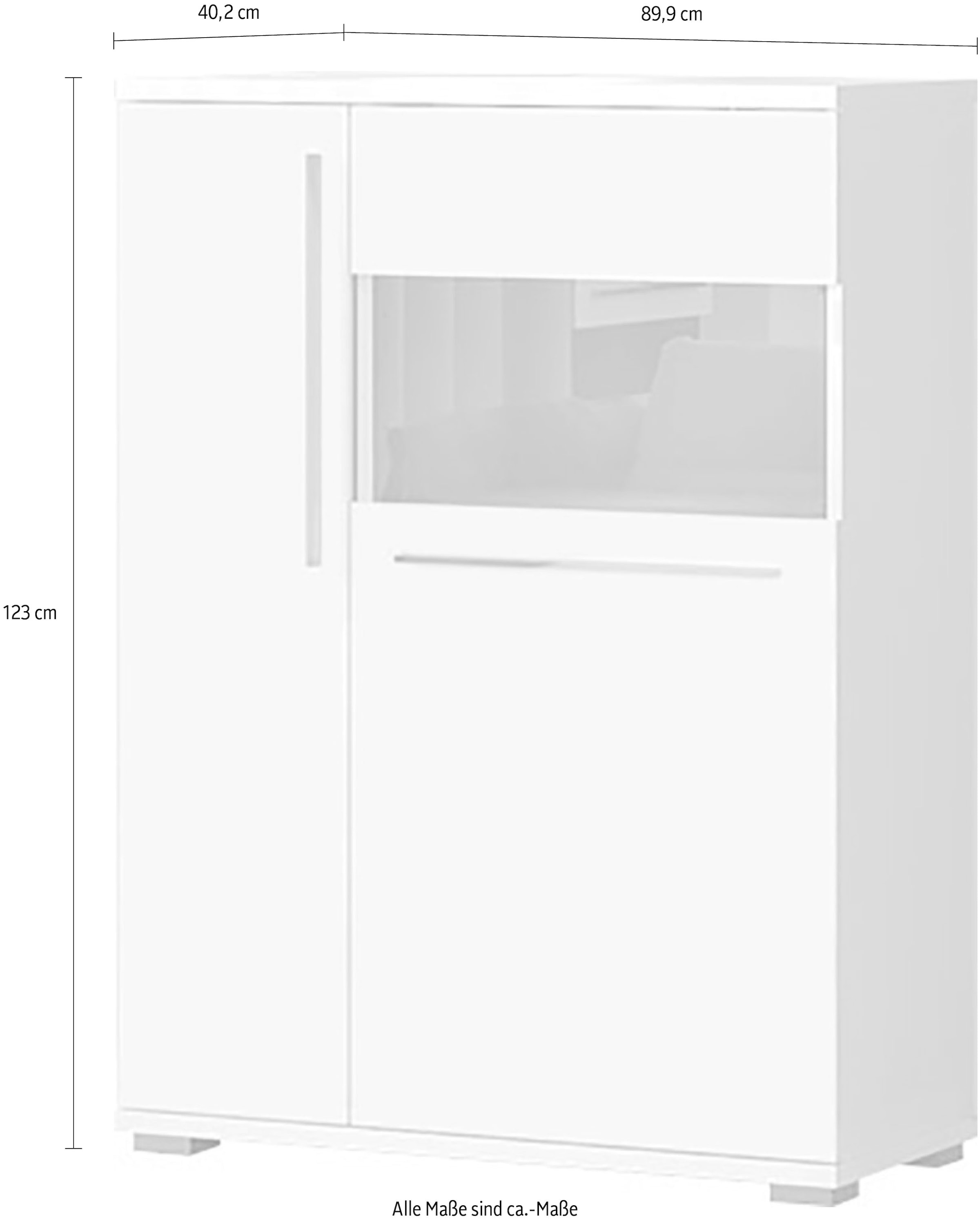Places of Style Vitrine »Piano«, UV lackiert, Soft-Close Funktion