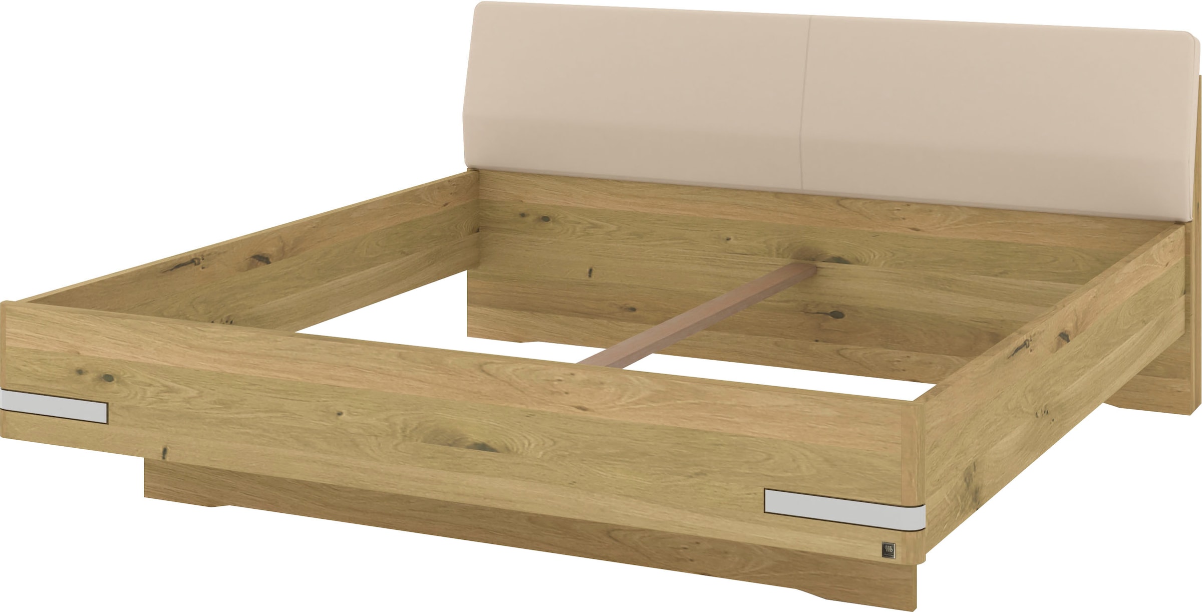 Musterring Holzbett »Savona«, (Belastbarkeit 220 Kg, 4-fache Liegehöhenverstellung, MADE IN GERMANY), Kopfteil Kunstleder Champagner, Details in Chrom, verschiedene Größen