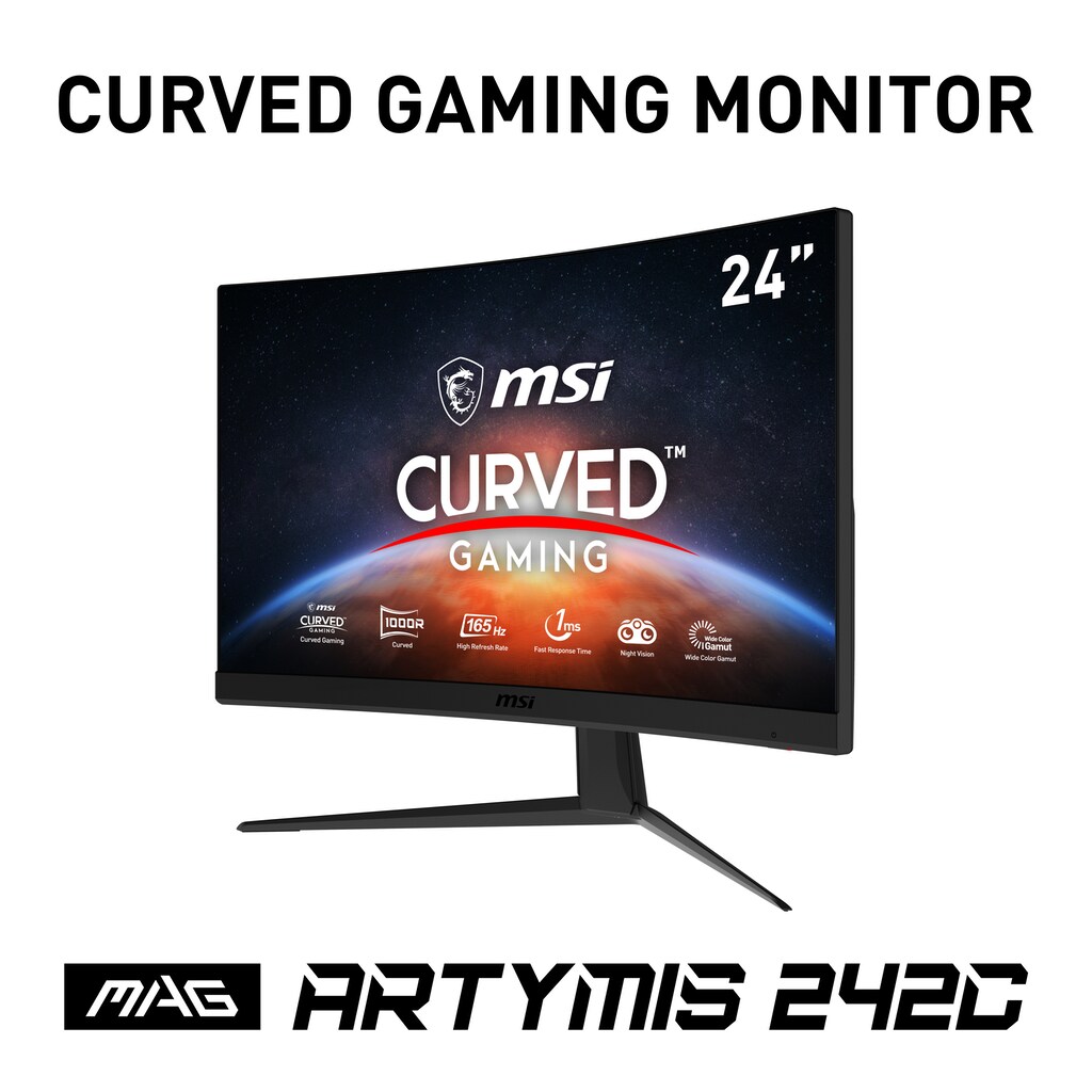 MSI Curved-Gaming-LED-Monitor »MAG ARTYMIS 242C«, 60 cm/23,6 Zoll, 1920 x 1080 px, Retina, 1 ms Reaktionszeit, 165 Hz