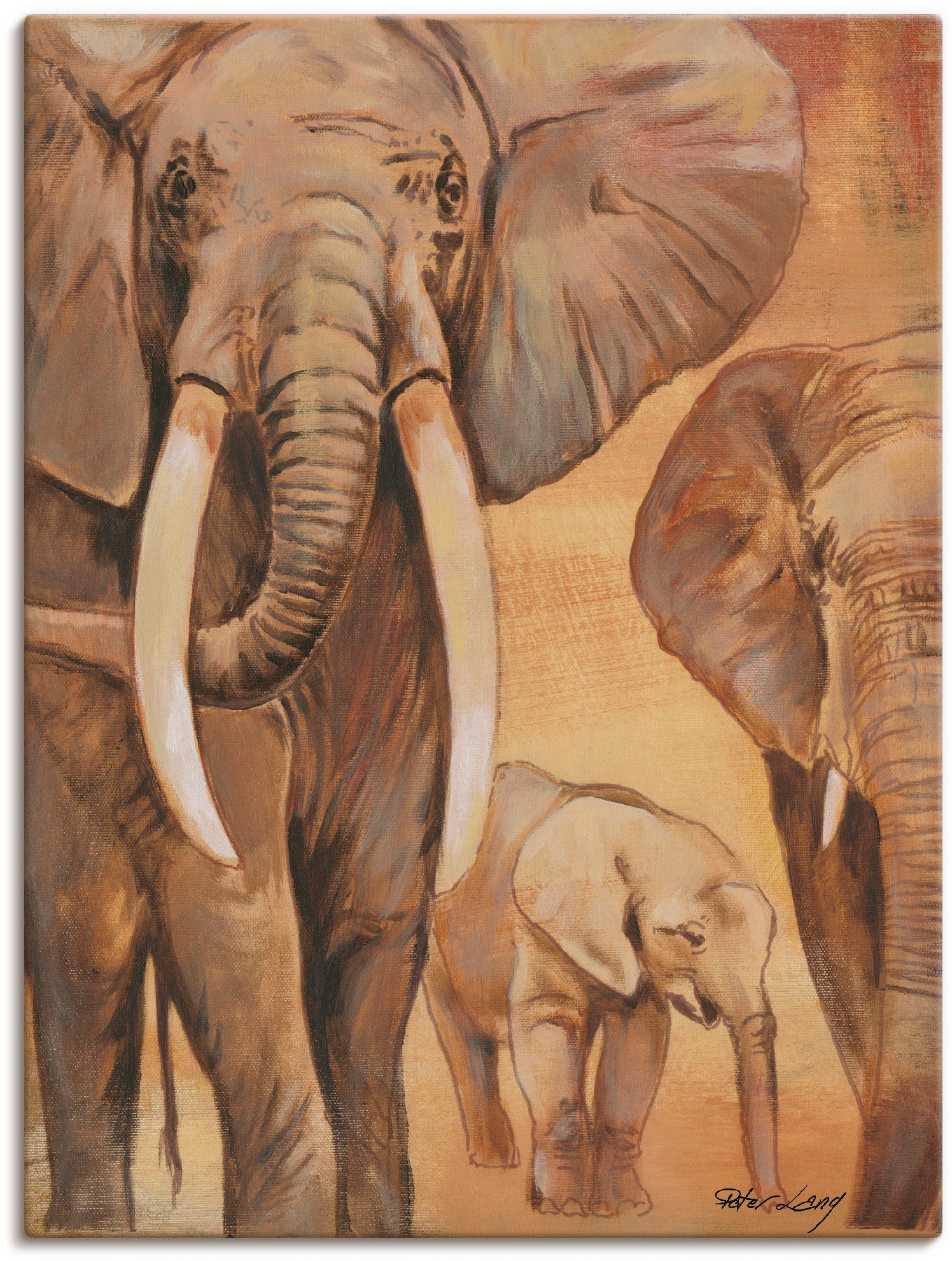 auf in Wandaufkleber »Elefanten I«, St.), Alubild, Wandbild versch. Artland Raten als Wildtiere, (1 Größen Poster kaufen Leinwandbild, oder