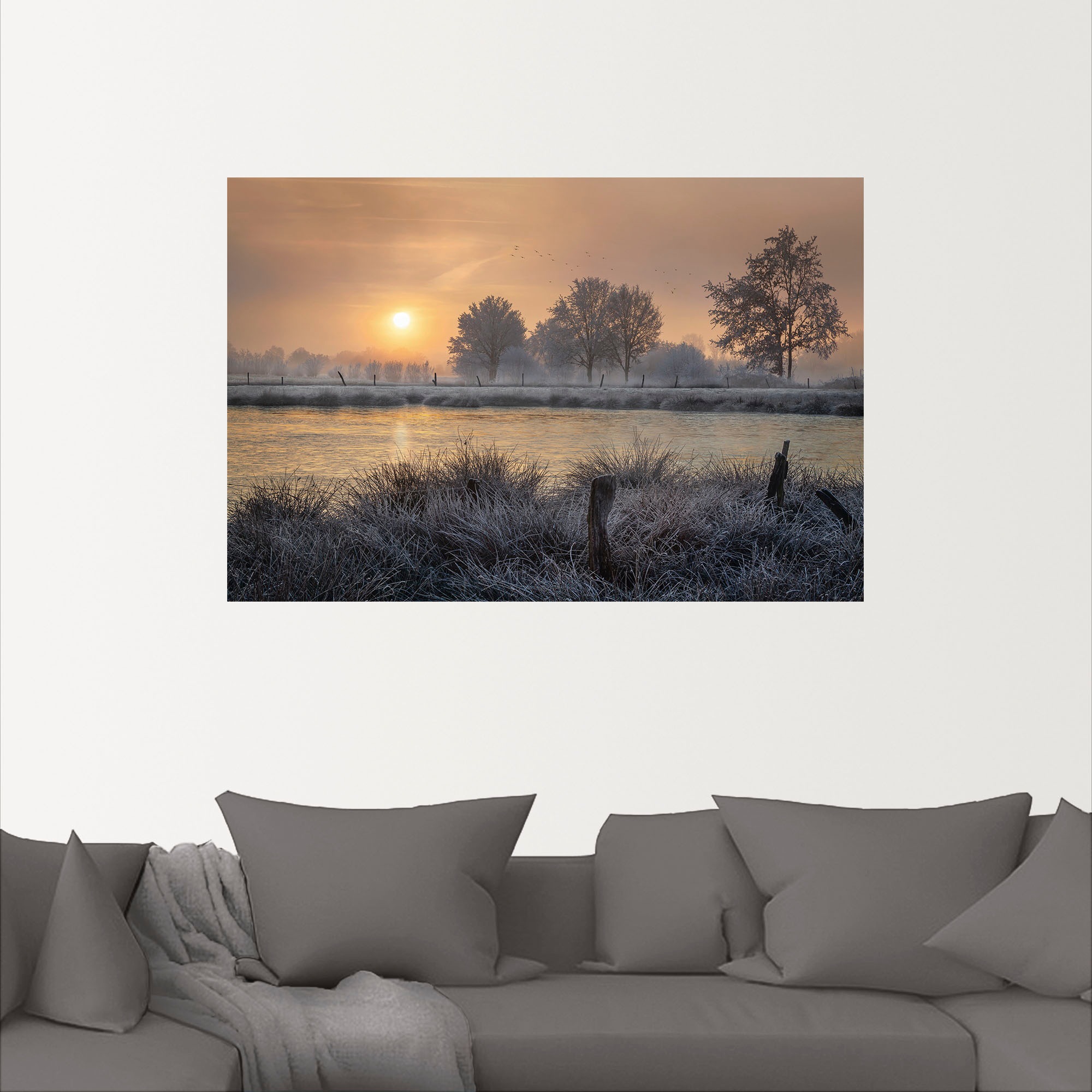 Artland Wandbild »Ein Wintertag beginnt«, Bilder vom Sonnenuntergang & -aufgang, (1 St.), als Alubild, Outdoorbild, Leinwandbild, Wandaufkleber, versch. Größen