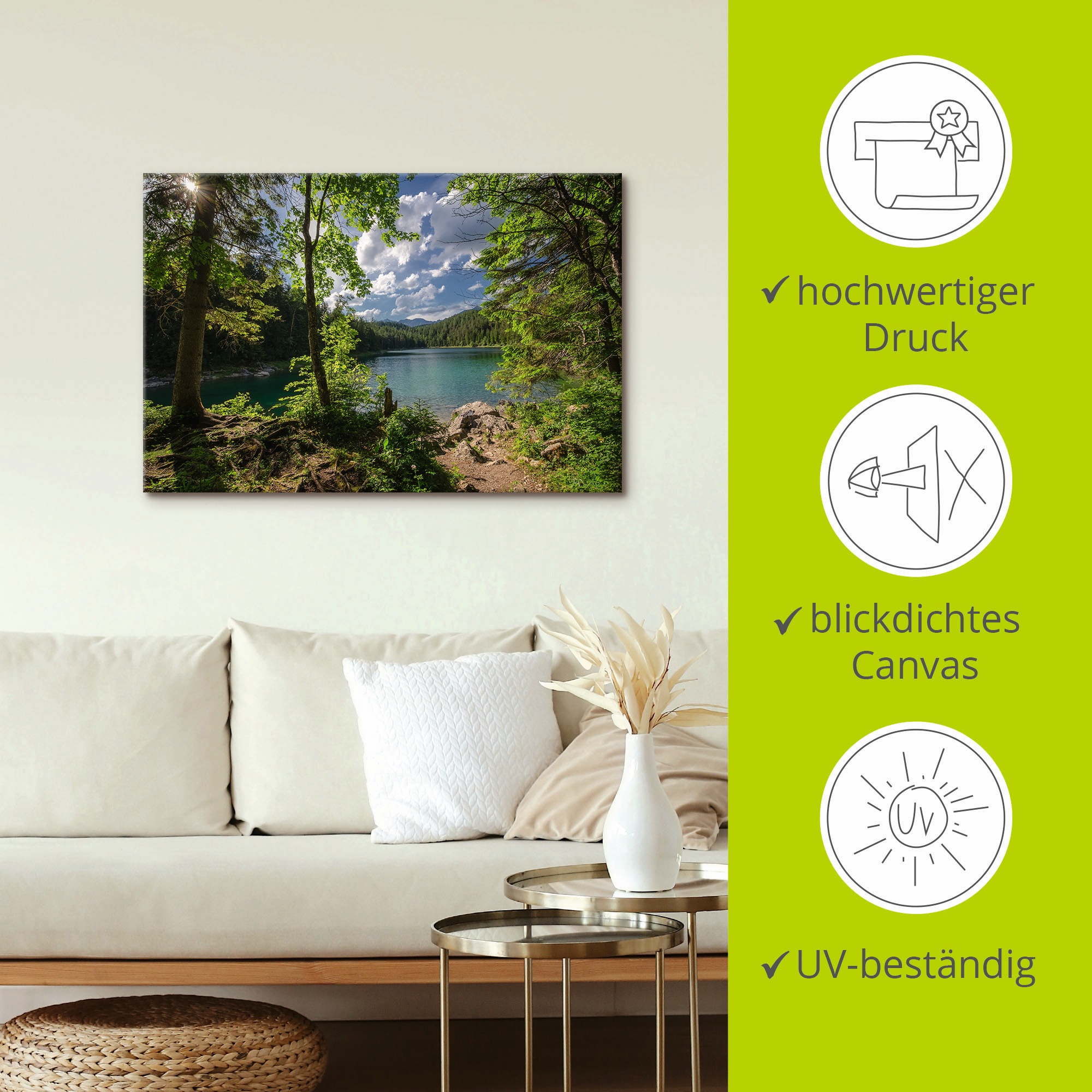 Artland Wandbild »Eibsee«, Gewässer, (1 St.), als Alubild, Outdoorbild, Leinwandbild in verschied. Größen
