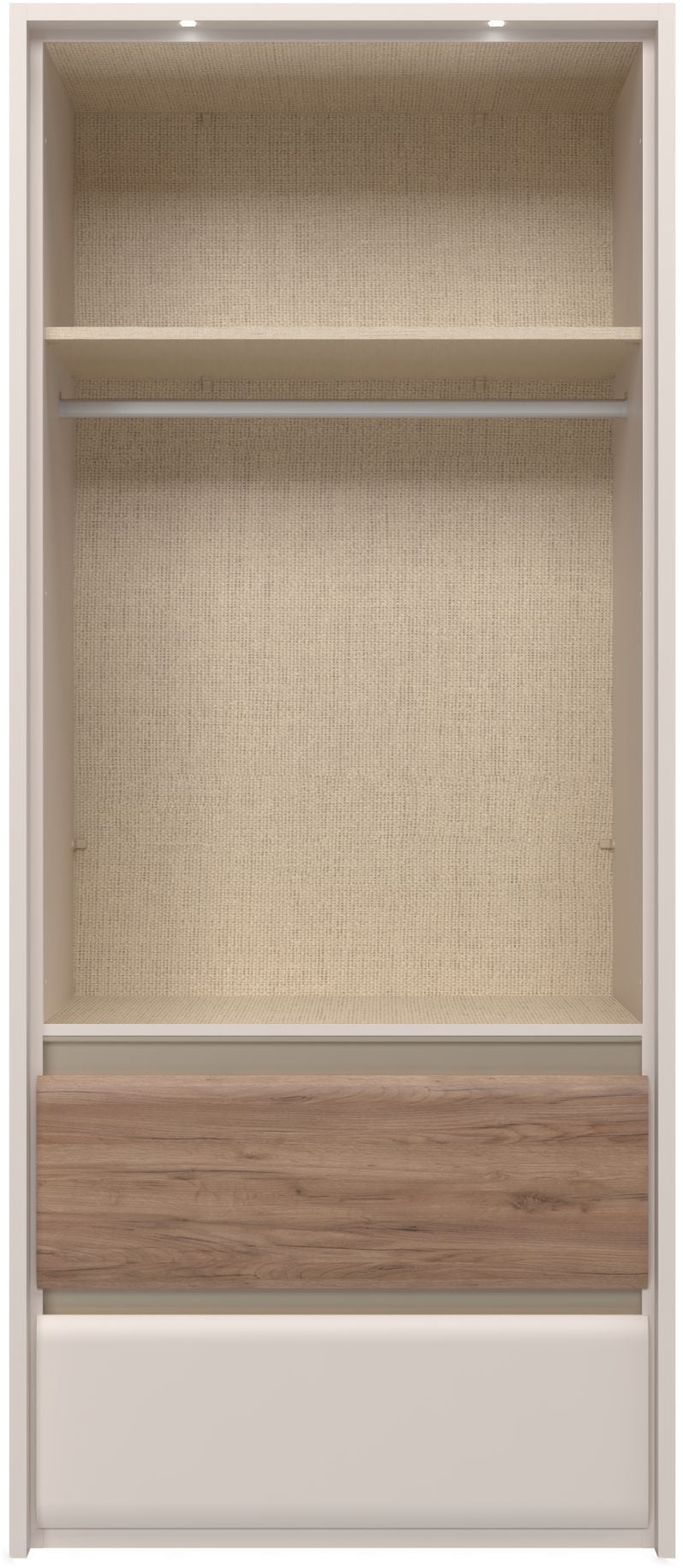 Places of Style Kleiderschrank »Invictus, UV lackiert, FSC-zertifiziert, grifflose Optik«, (abgerundete Schubladen aus MDF im Holzdekor, soft-close), mit Beleuchtung, Türen komplett verspiegelt, hoher Schrank (226cm)