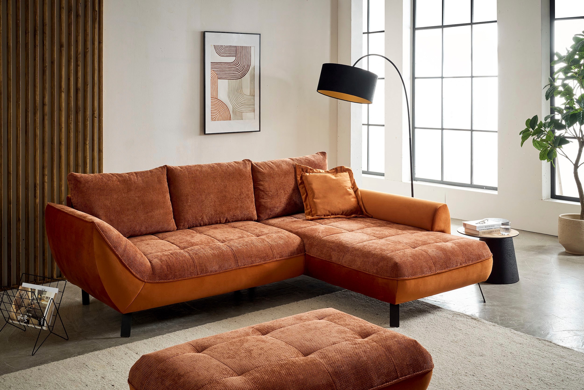 exxpo - sofa fashion Ecksofa »Bellinii, Materialmix, Strukturbezug und pfle günstig online kaufen