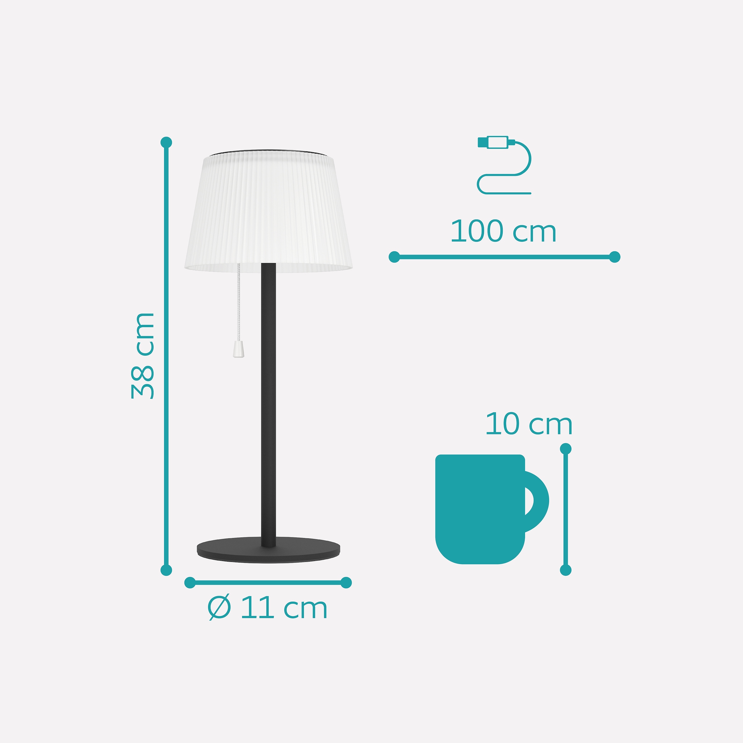 EGLO Tischleuchte »SCORDIANO Tischlampe - Stahl - SOLAR-LED - 2,3W - IP44« LED-Modul 1 Stk. Kaltweiß | Neutralweiß | Warmweiß Solarleuchte, Außentischleuchte, Akku, Leselampe, H38 x Ø13 cm