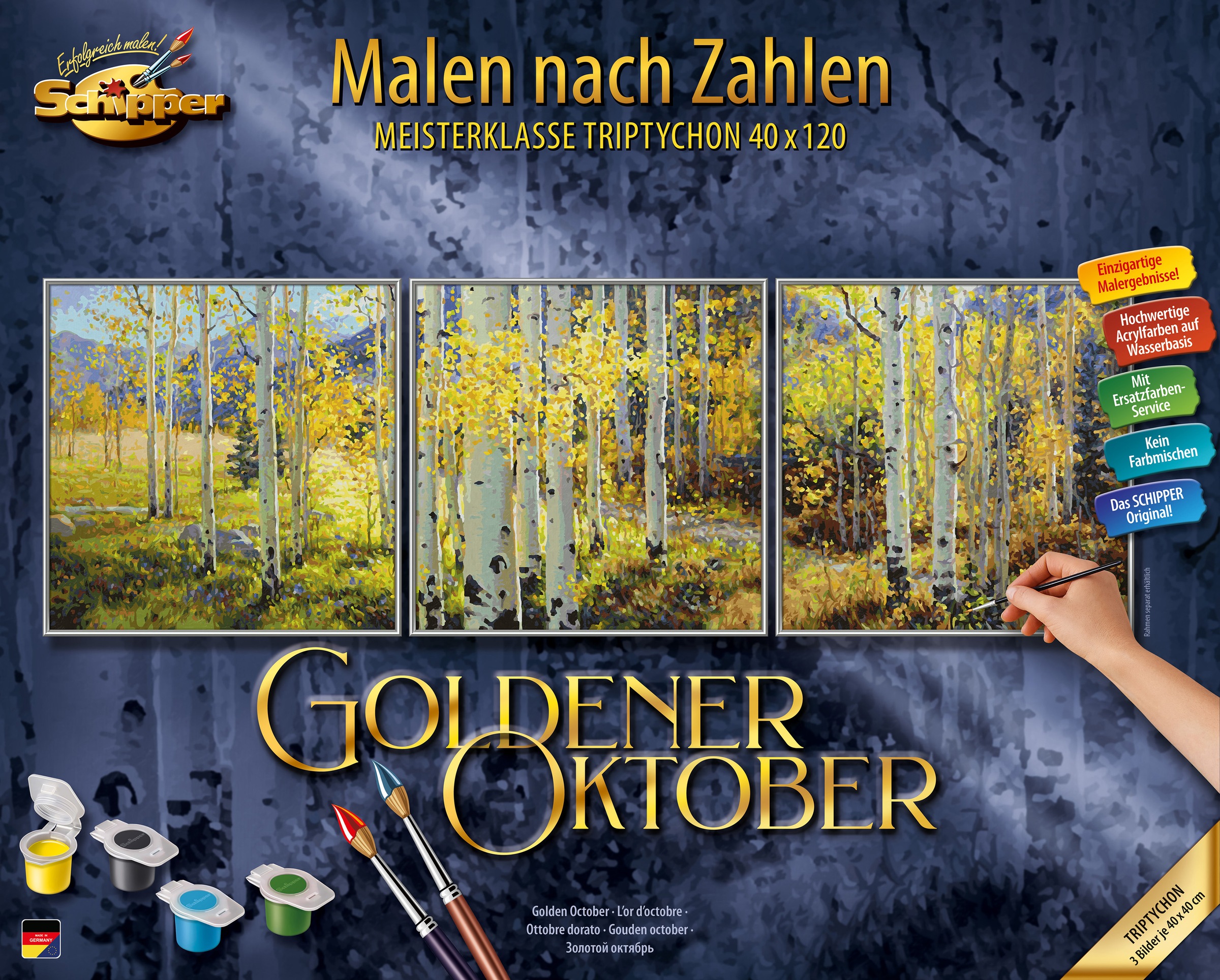 Schipper Bilderrahmen »Malen nach Zahlen, Triptychon 80x50 cm, goldfarben«,  (Set), Made in Germany im Online-Shop kaufen