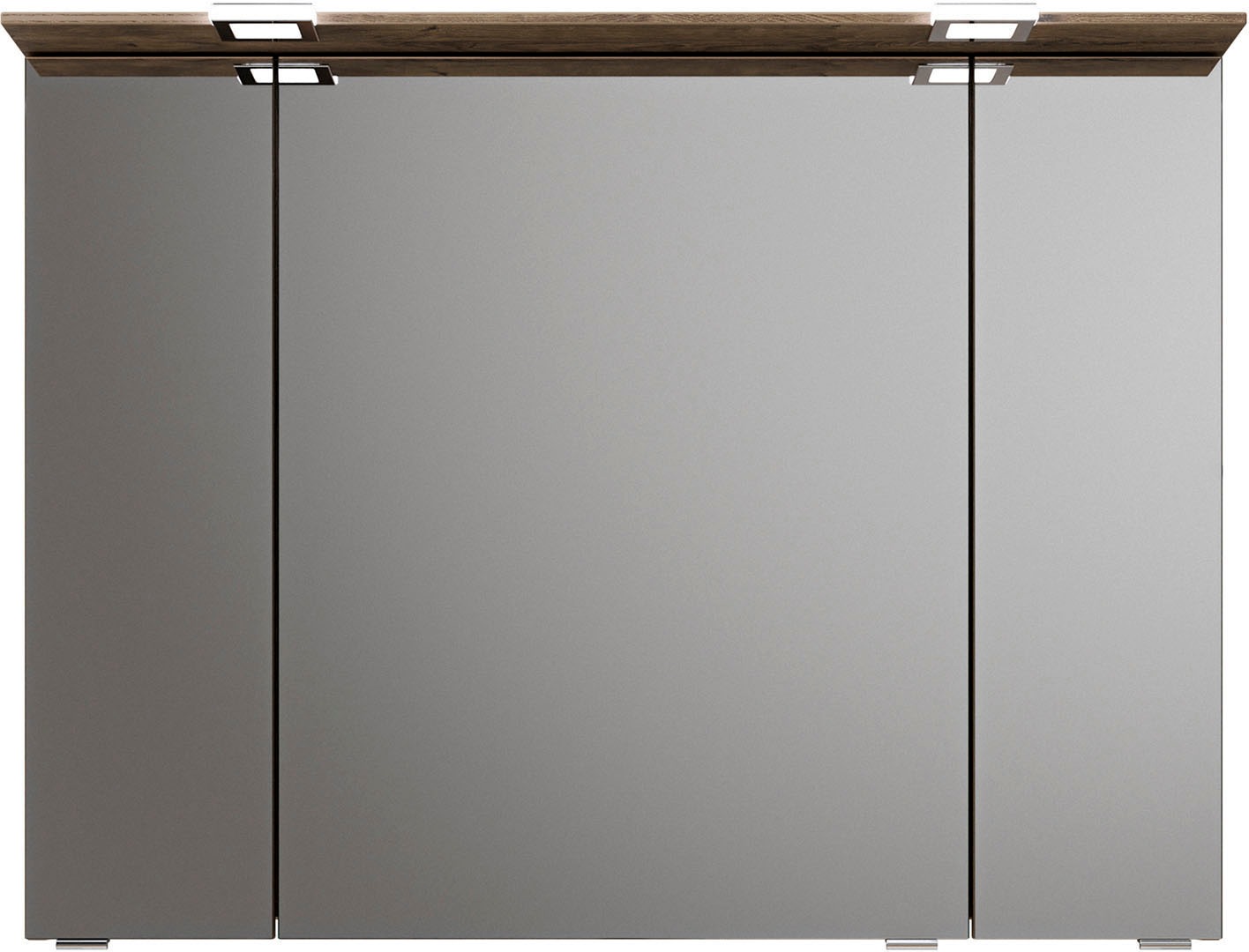 Saphir Badmöbel-Set »Serie 6025 2-teilig Mineralmarmor-Waschtisch mit LED-Spiegelschrank«, (2 St.), Waschplatz 97 cm breit, 2 Schubladen, 3 Spiegel-Türen, inkl Türdämpfer