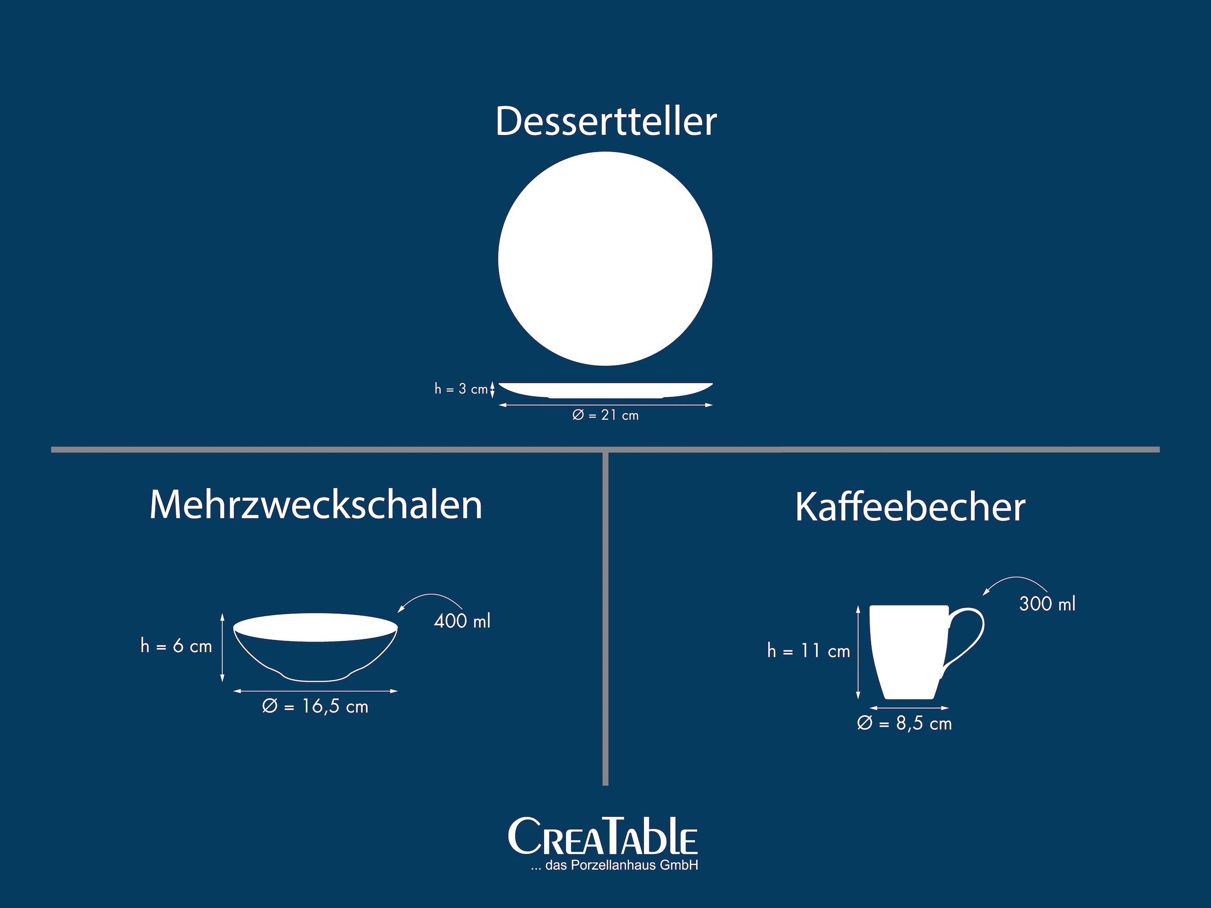 CreaTable Kaffeeservice »Nature Collection, Service, 12-tlg.« Handgemalte Sprenkel und Ränder, Reaktivglasur