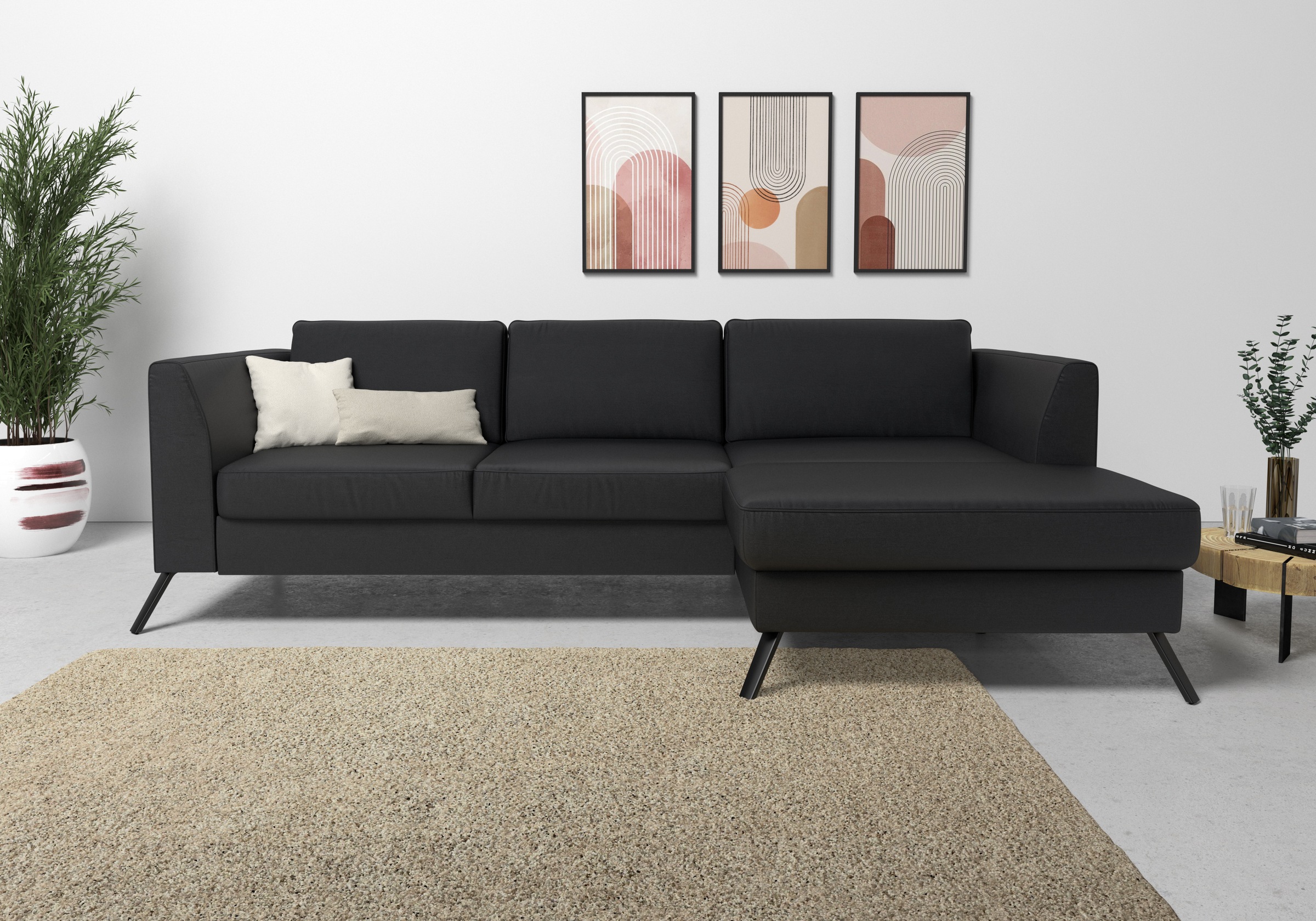 sit&more Ecksofa »Olsen L-Form«, inklusive Sitztiefenverstellung, wahlweise mit Bettfunktion, 15cm hoch