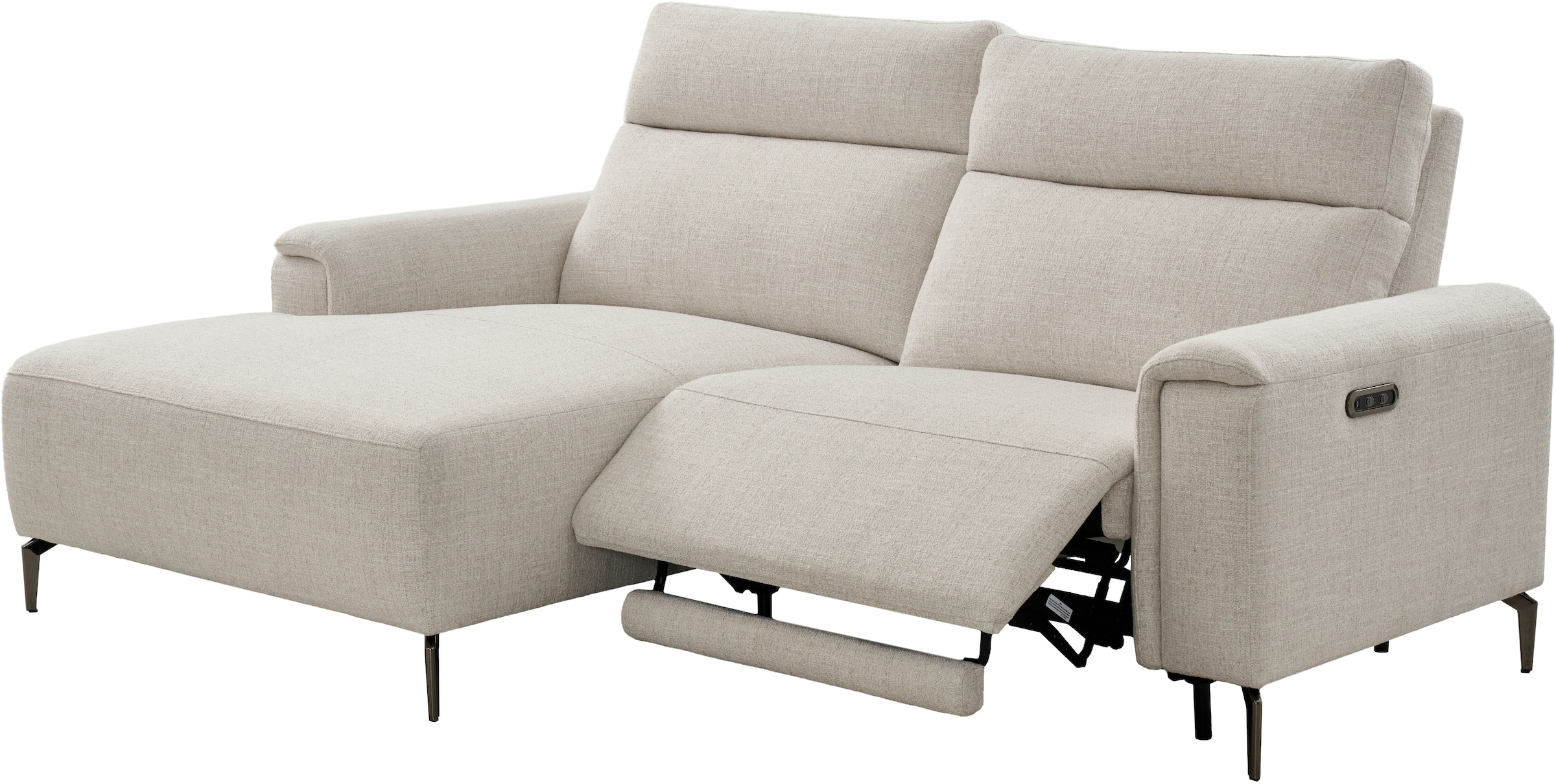 OTTO home Ecksofa »YELLIA L-Form,  227cm - elektrische Relaxfunktion« USB A/C, hoch elastischer Schaumstoff (HR) im Sitz, Webstoff
