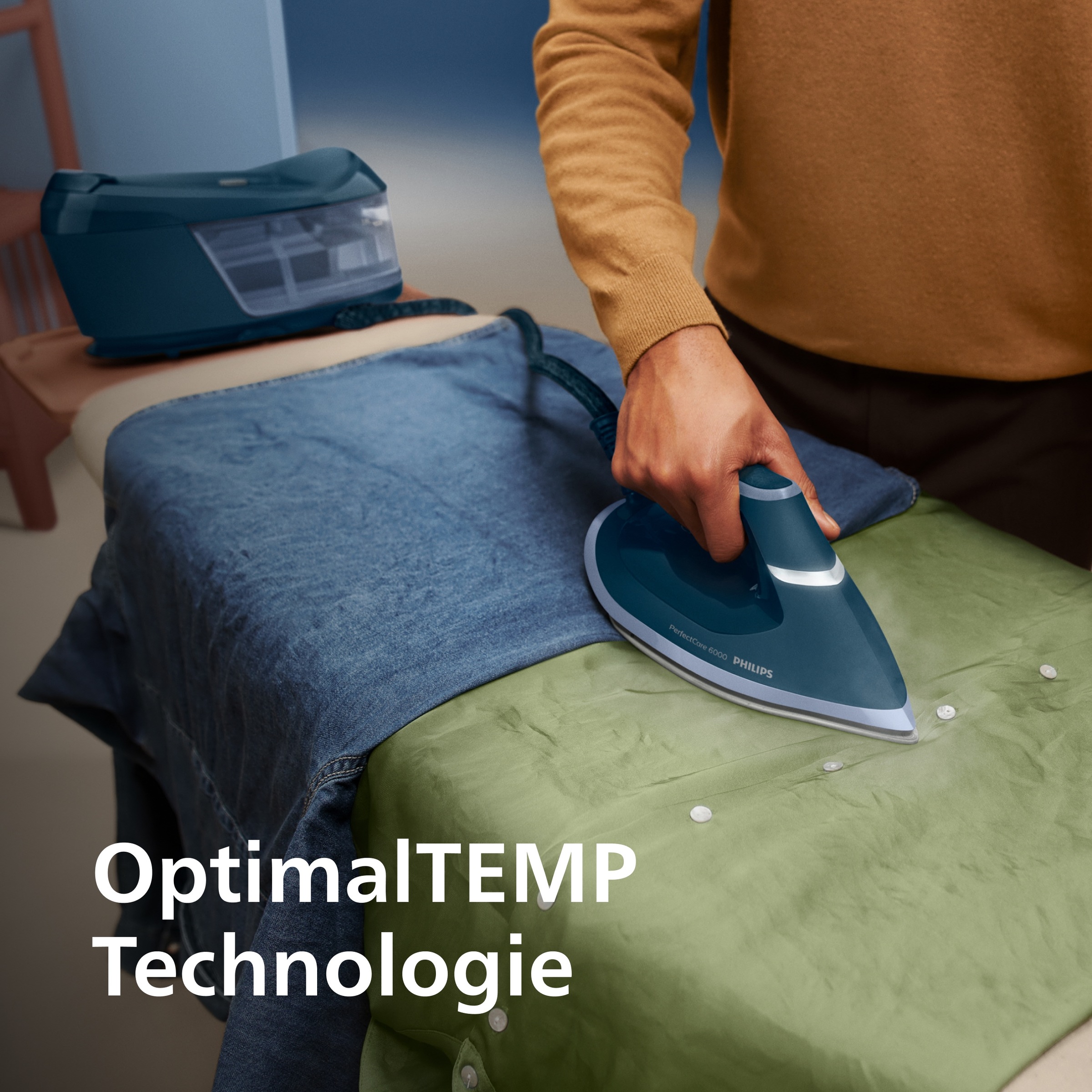 Philips Dampfbügelstation »PerfectCare 6000 Series PSG6023/20, Dunkelblau« 1.800 ml Wassertank 2.400 Watt, OptimalTemp & SteamGlide Plus Bügelsohle, 500gr Dampfstoß