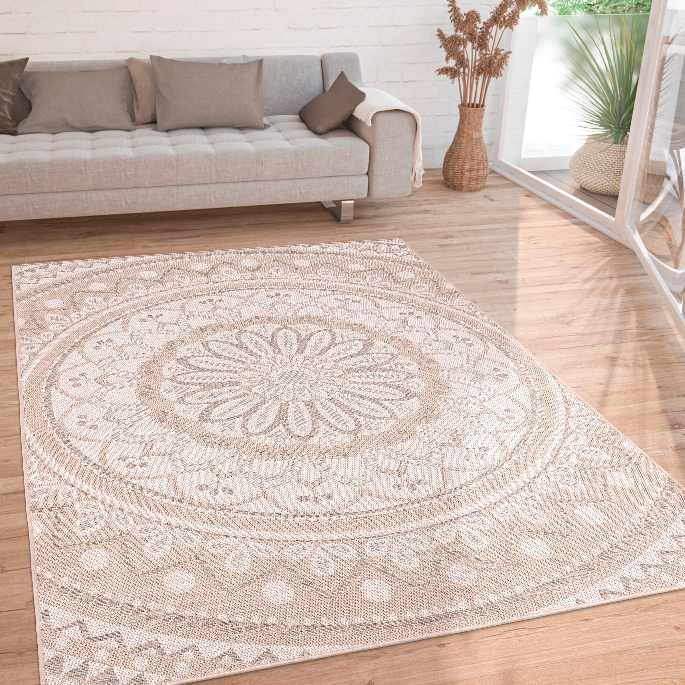 Paco Home Teppich »Brescia 471«, rechteckig, 4 mm Höhe, Flachgewebe, modernes orientalisches Design, In- und Outdoor geeignet