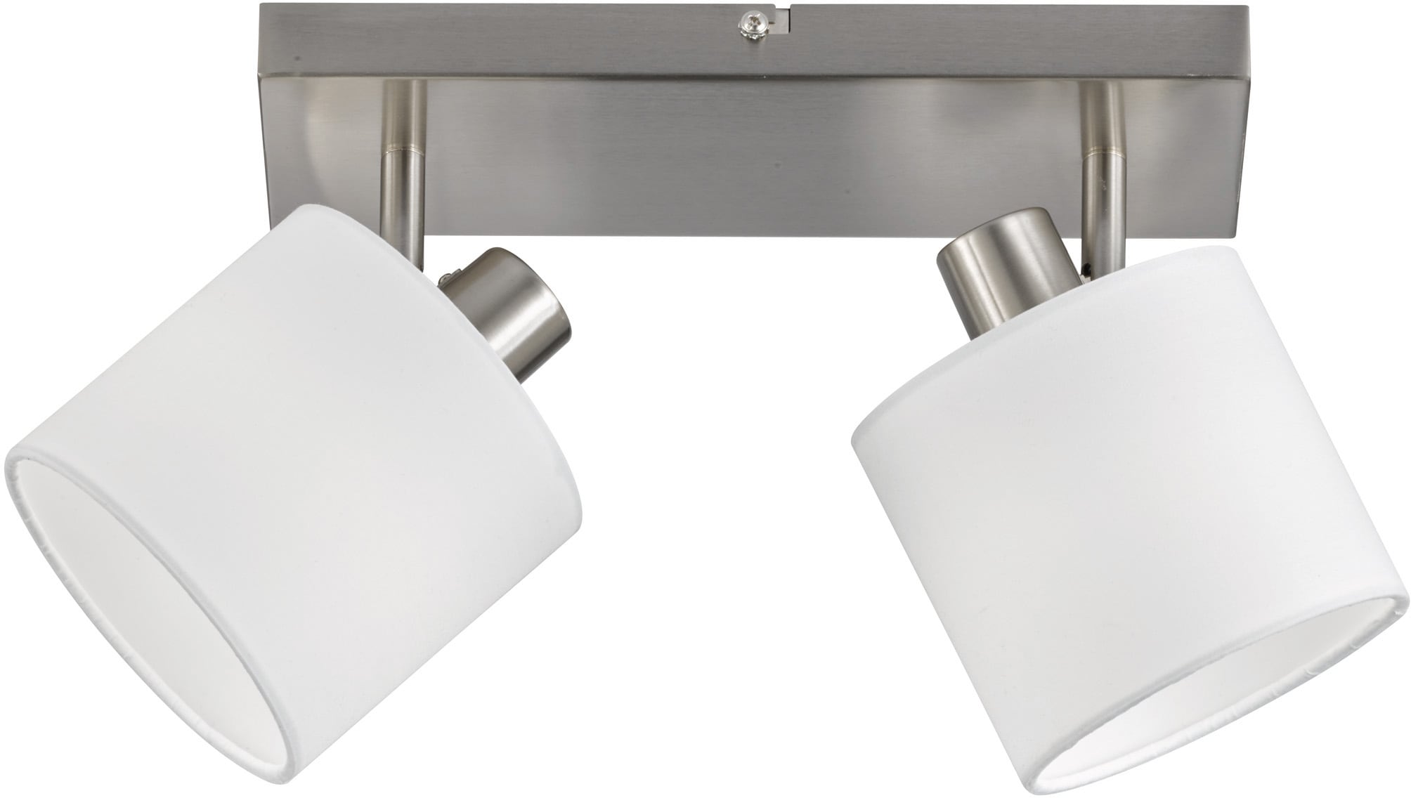 REALITY Leuchten Deckenstrahler »Tommy«, 2 flammig, Leuchtmittel E14 | ohne Leuchtmittel, 2-flammig (E14) in weiß-Nickel matt Optik, Spots einzeln schwenkbar