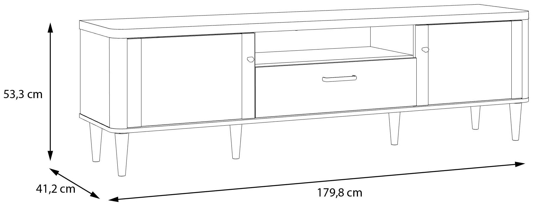 FORTE TV-Board, B/H/T 179,8/53,3/41,2 cm Echtholzfüße