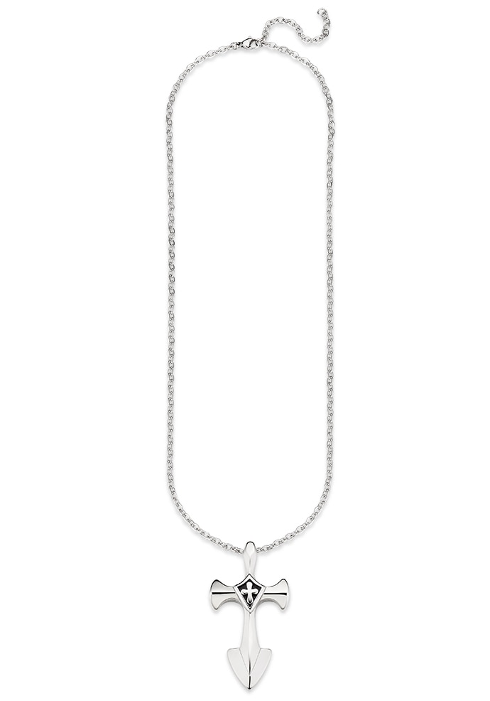 Bruno Banani Kette mit Anhänger »Schmuck Geschenk Halskette Kreuz Ankerkette Silber Schwarz«