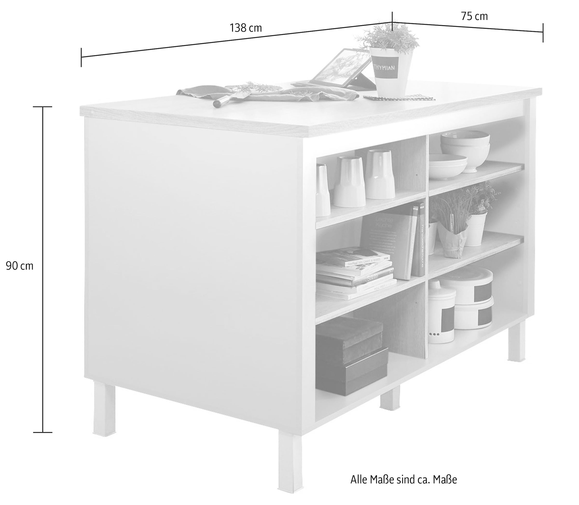 BASIC by Balculina Unterschrank »Bilberry«, Kücheninsel, Breite 138 cm