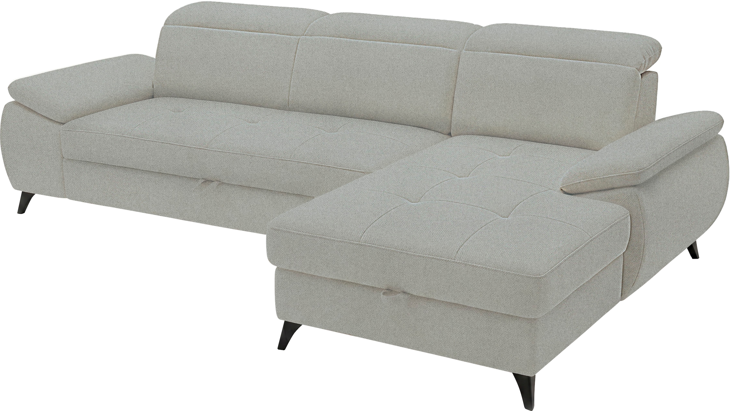 exxpo - sofa fashion Ecksofa »TAOS bequem, komfortabel durch Kopfteilverstellung, Breite 281cm« inkl. Bettfunktion und Bettkasten,toller Sitzkomfort, Steppung im Sitz