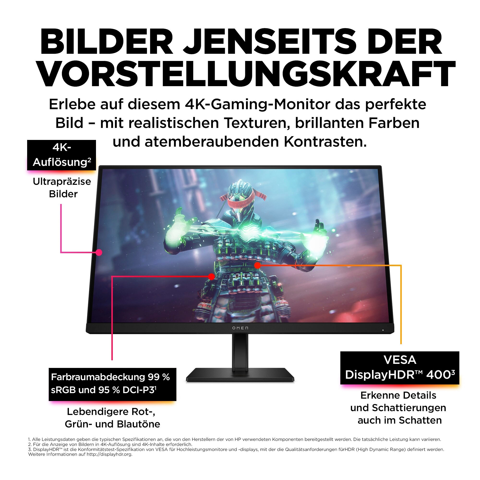 HP Gaming-Monitor »OMEN 27k (HSD-0162-A)«, 69 cm/27 Zoll, 3840 x 2160 px, 4K Ultra HD, 1 ms Reaktionszeit, 144 Hz