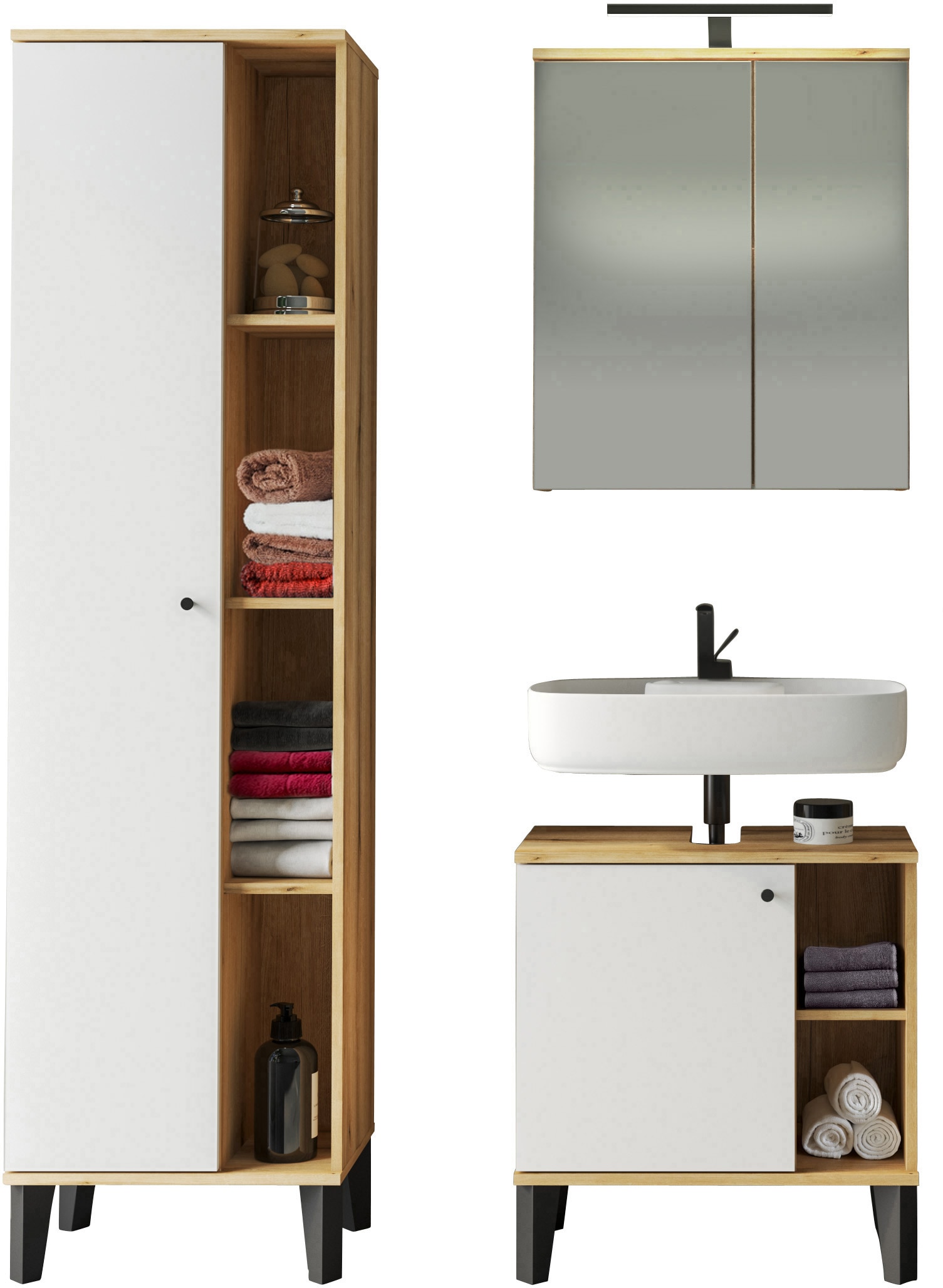 INOSIGN Badmöbel-Set »OSLO, Bad im skandinavischen Design, 5-teiliges Badez günstig online kaufen