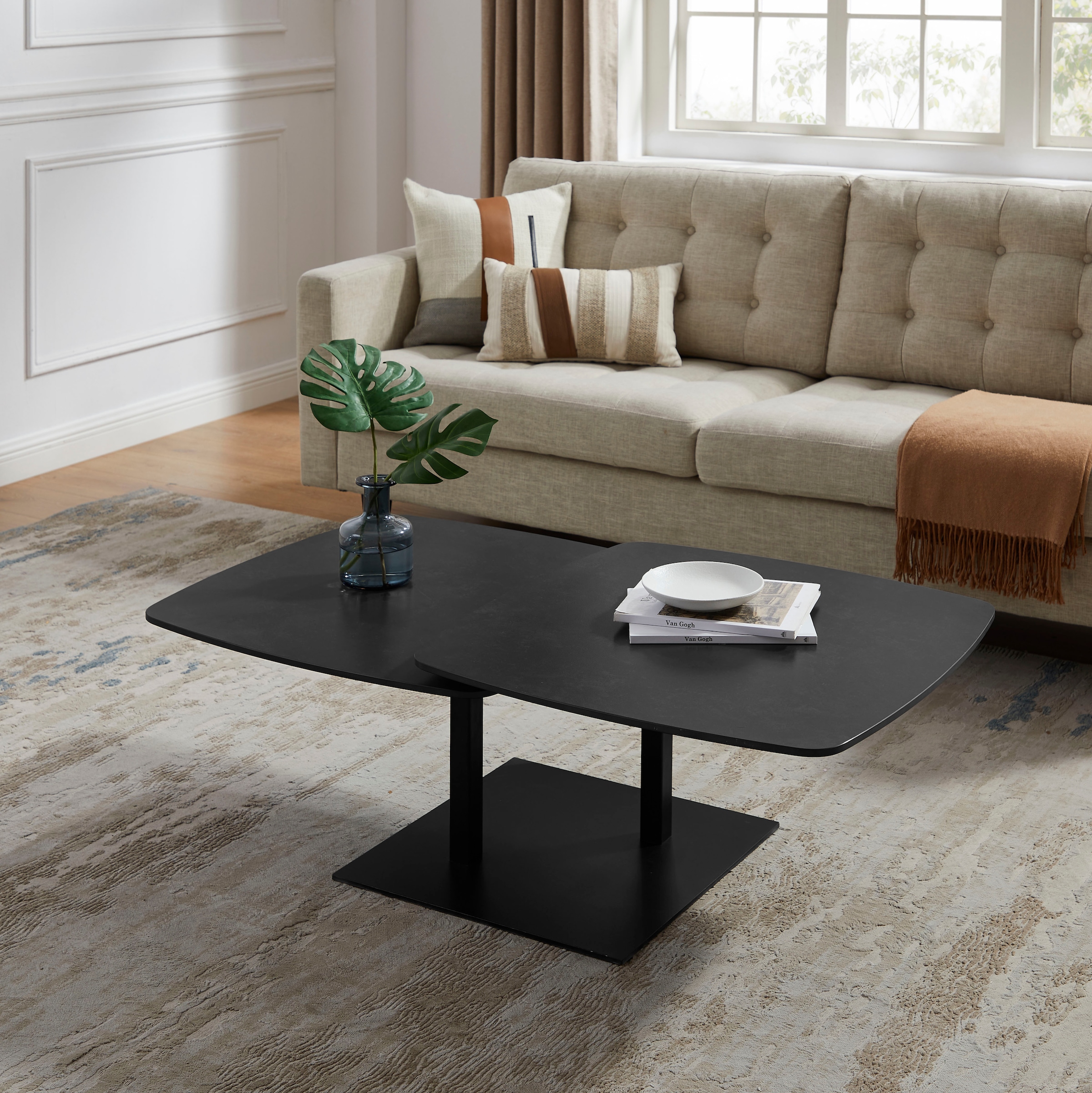 OTTO home Couchtisch »Orsini« mit verschiebbarer Tischplatte in Steinoptik, robustem Metallgestell