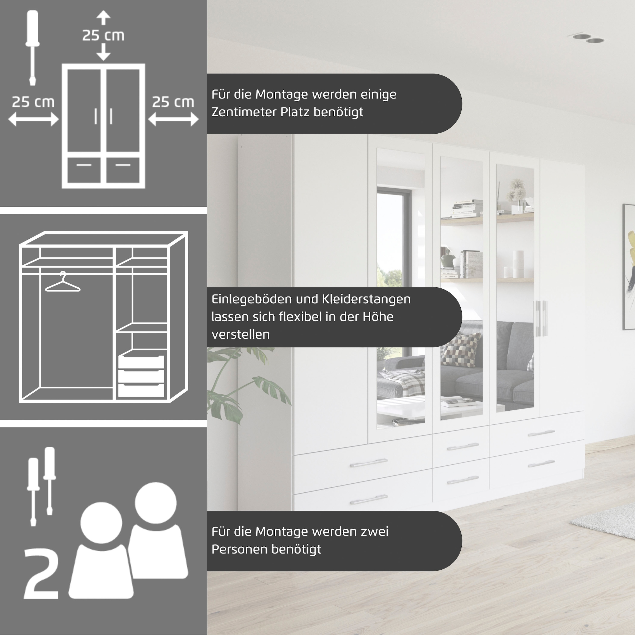 rauch Kleiderschrank »Schrank Garderobe Wäscheschrank HERSBRUCK in 2 Breiten« Breiten: 226 oder 271 cm, Höhe 210 cm, 