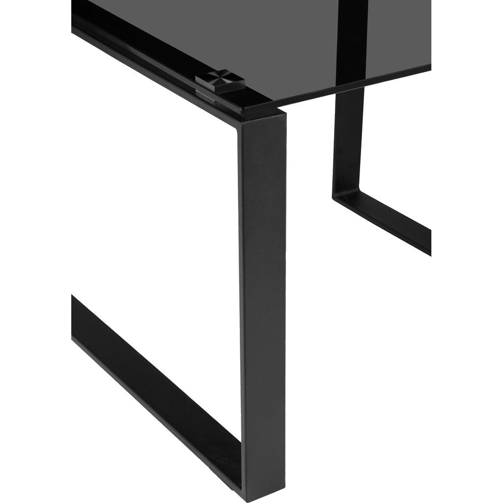 Places of Style Beistelltisch »Simsbury«, Tischplatte aus gehärtetem Glas 0,8 cm, schwarzes Gestell aus Metall, in verschiedenen Größen enthältlich, Höhe 45 cm