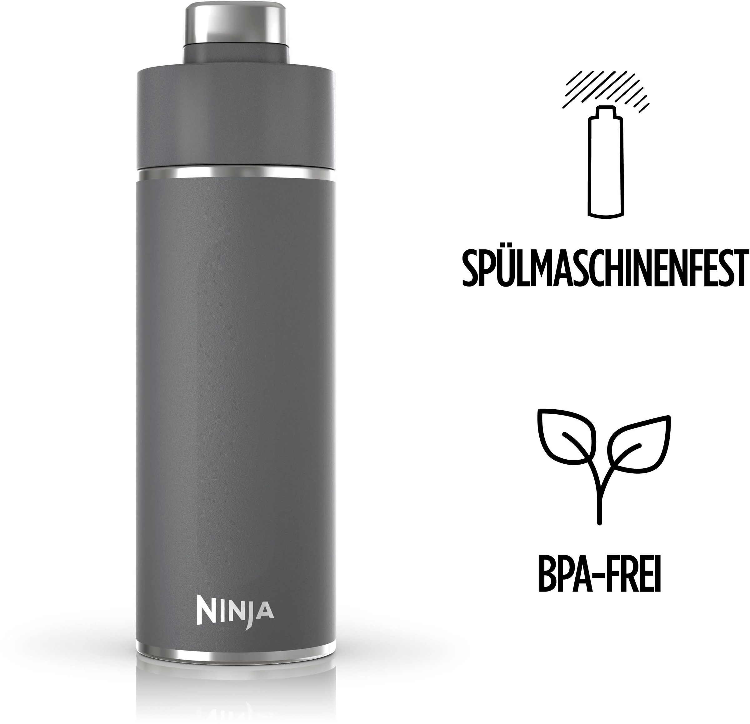 NINJA Isolierflasche »Ninja Thirsti Reiseflasche – 530 ml DW1801EUU / 700 ml DW2401EUU«, Getränke bleiben 24 Stunden kalt, 12 Stunden heiß, Eis hält 2 Tage