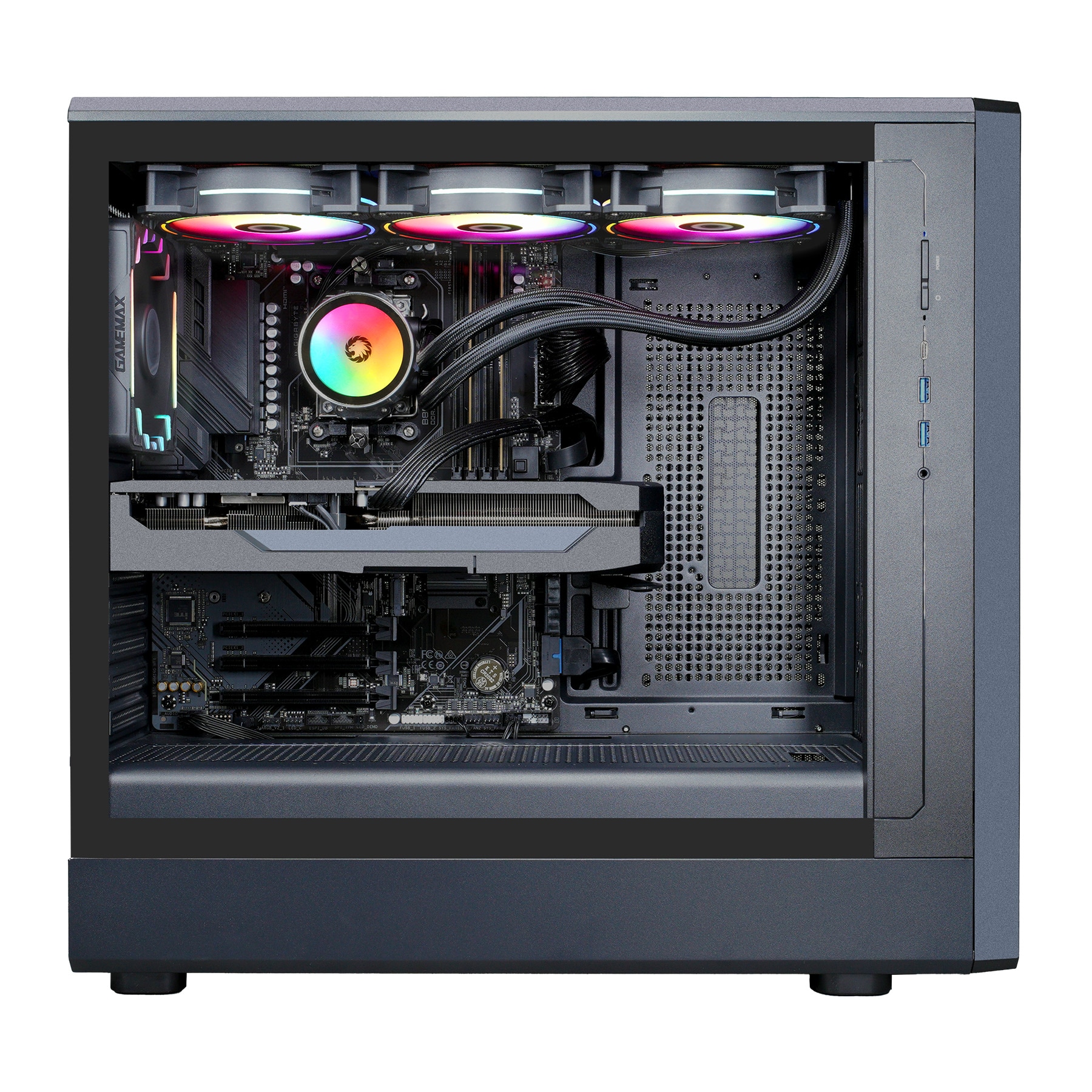 GAMEMAX Gaming-PC »CLAW BK 8102 AMD Ryzen 7 9700X 32GB DDR5 1TB SSD RX 9070 XT« DDR5 RAM, Windows 11, Wasserkühlung