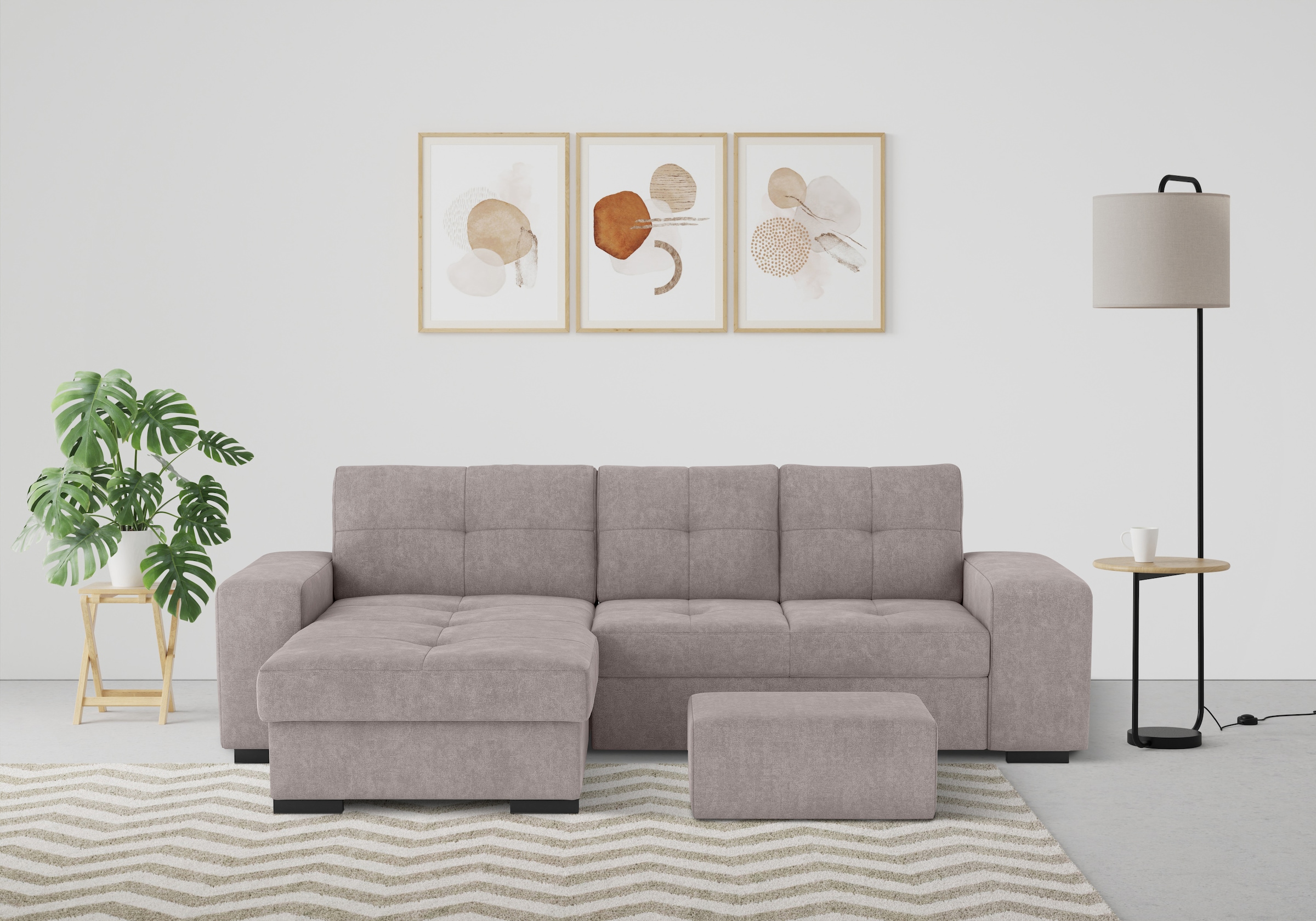 COTTA Ecksofa »Mattina L-Form«, mit Hocker, wahlweise mit Bettfunktion & Be günstig online kaufen