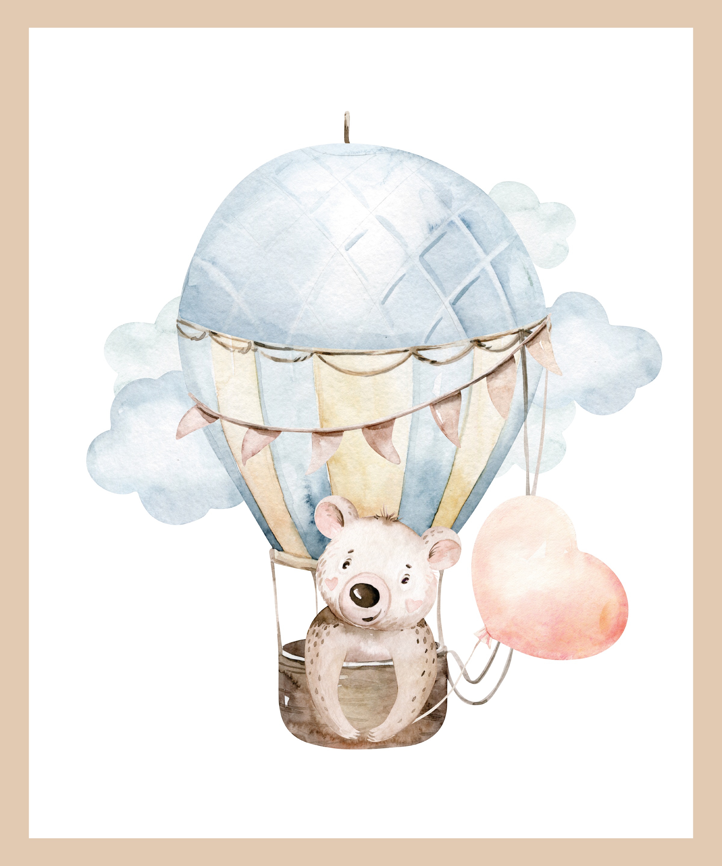 Lüttenhütt Bild mit Rahmen »oder Poster, Koala mit Herz im Heißluftballon«, günstig online kaufen