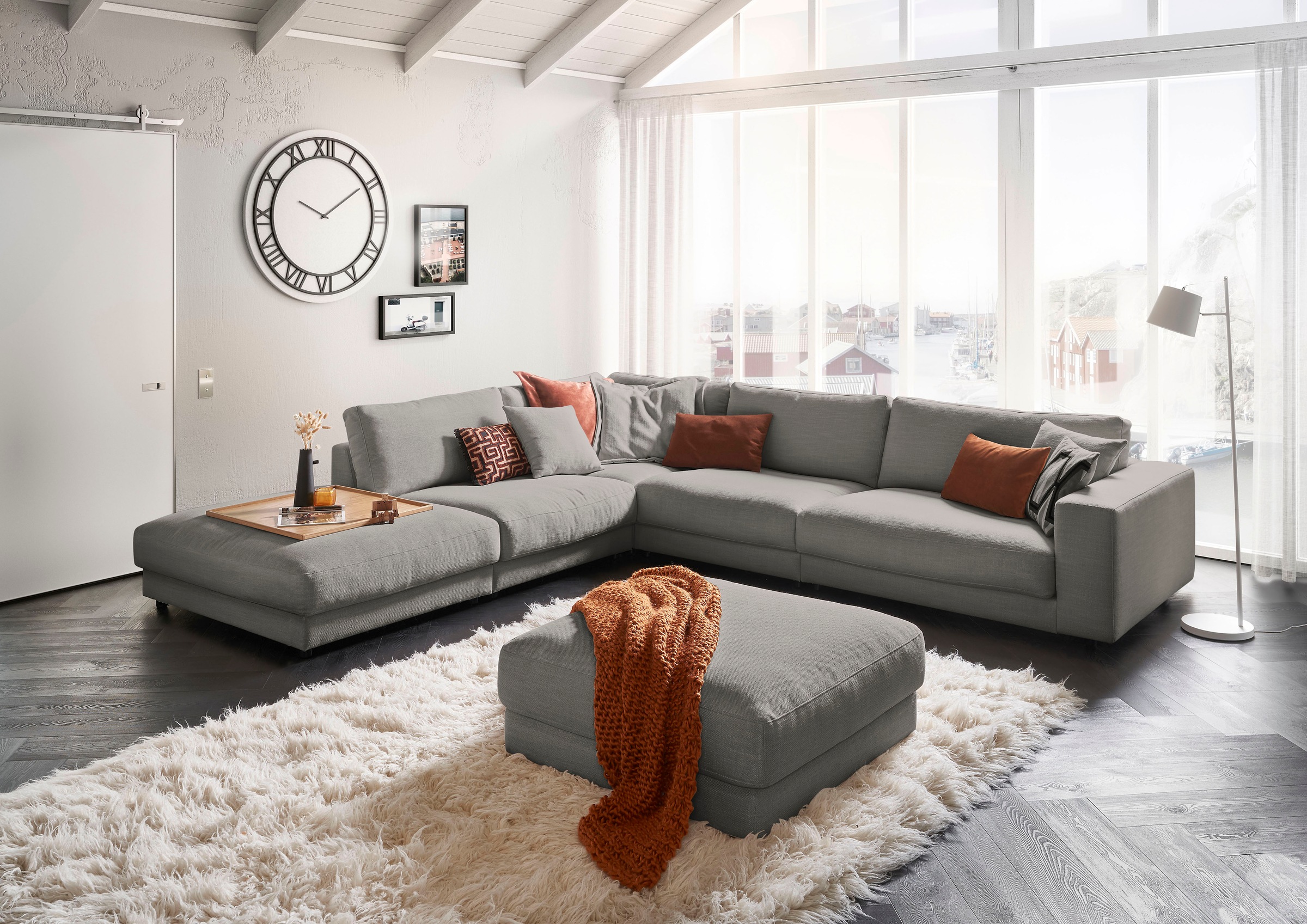 3C Candy Ecksofa »Enisa II, bequem und komfortabel, großes Familiensofa, L-Form«, incl. 3 Flatterkissen, wahlweise mit Flecken-Schutz-Bezug Easy care