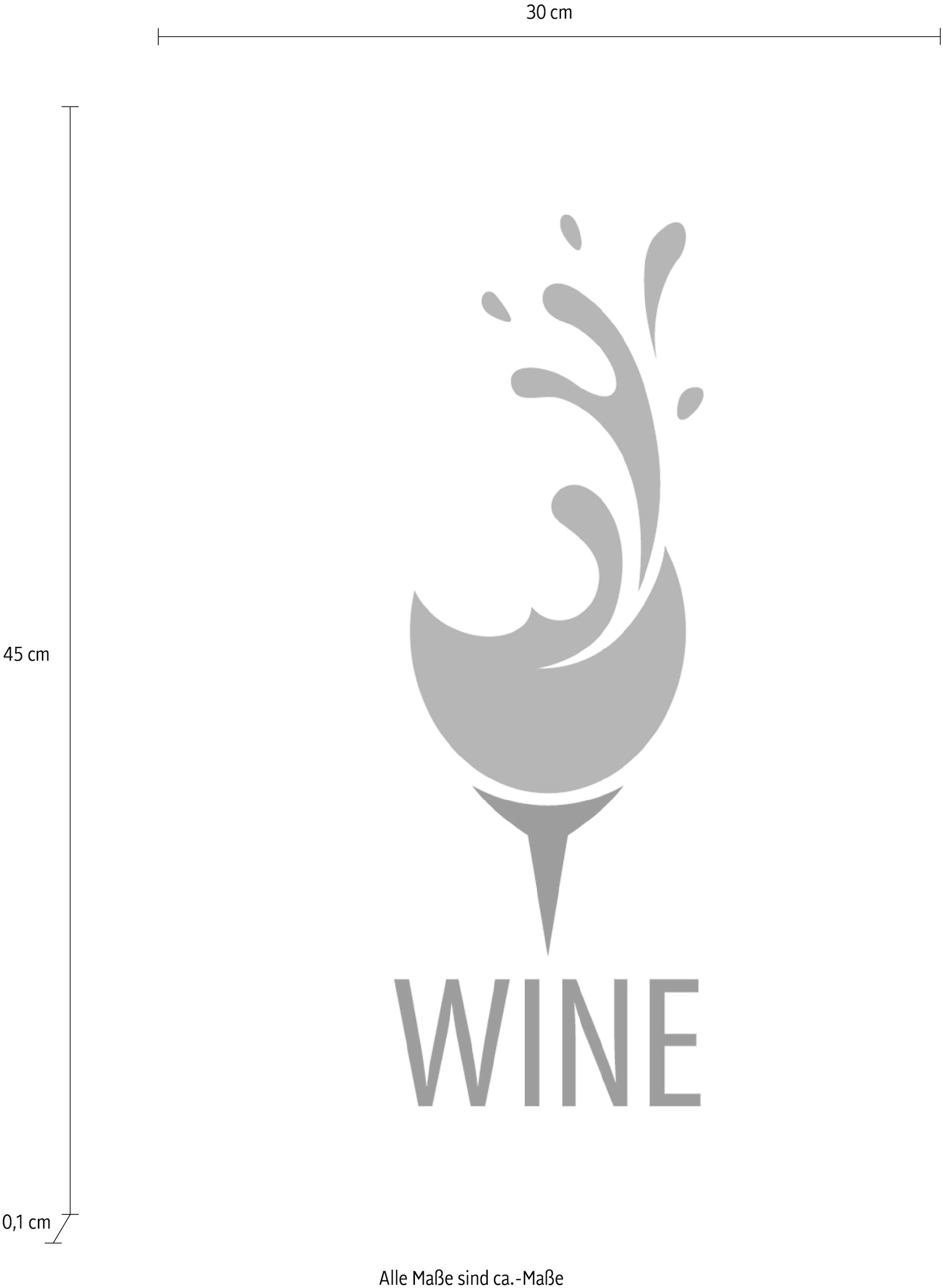 queence Wanddekoobjekt »WINE«, Stahlschild, Blechschild, Spruch, Witzig, Wanddeko, retro, 20x30cm