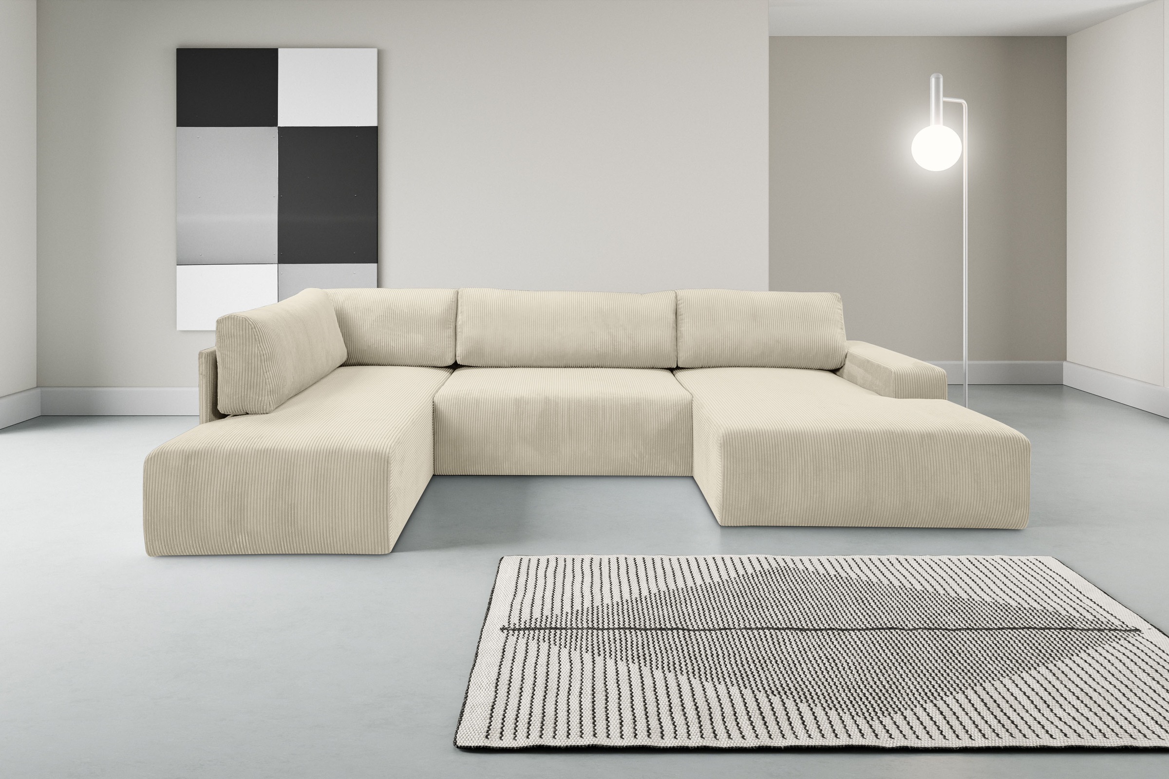 WERK2 Wohnlandschaft »Rotterdam-U, U-Form, in kuschelweichem Cord oder Brei günstig online kaufen