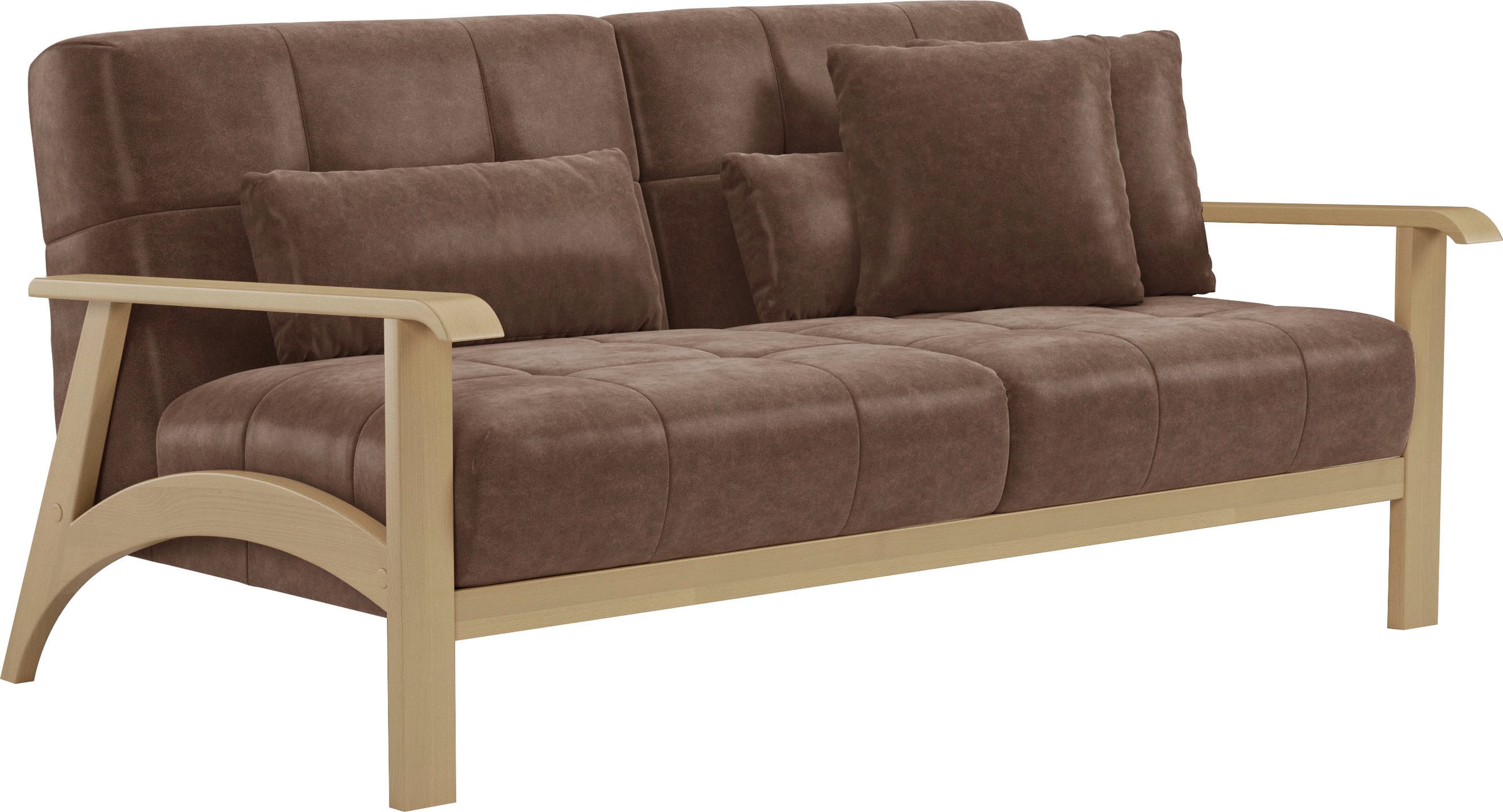sit&more 2,5-Sitzer »Billund«, Armlehnen aus Buchenholz in natur, verschiedene Bezüge und Farben