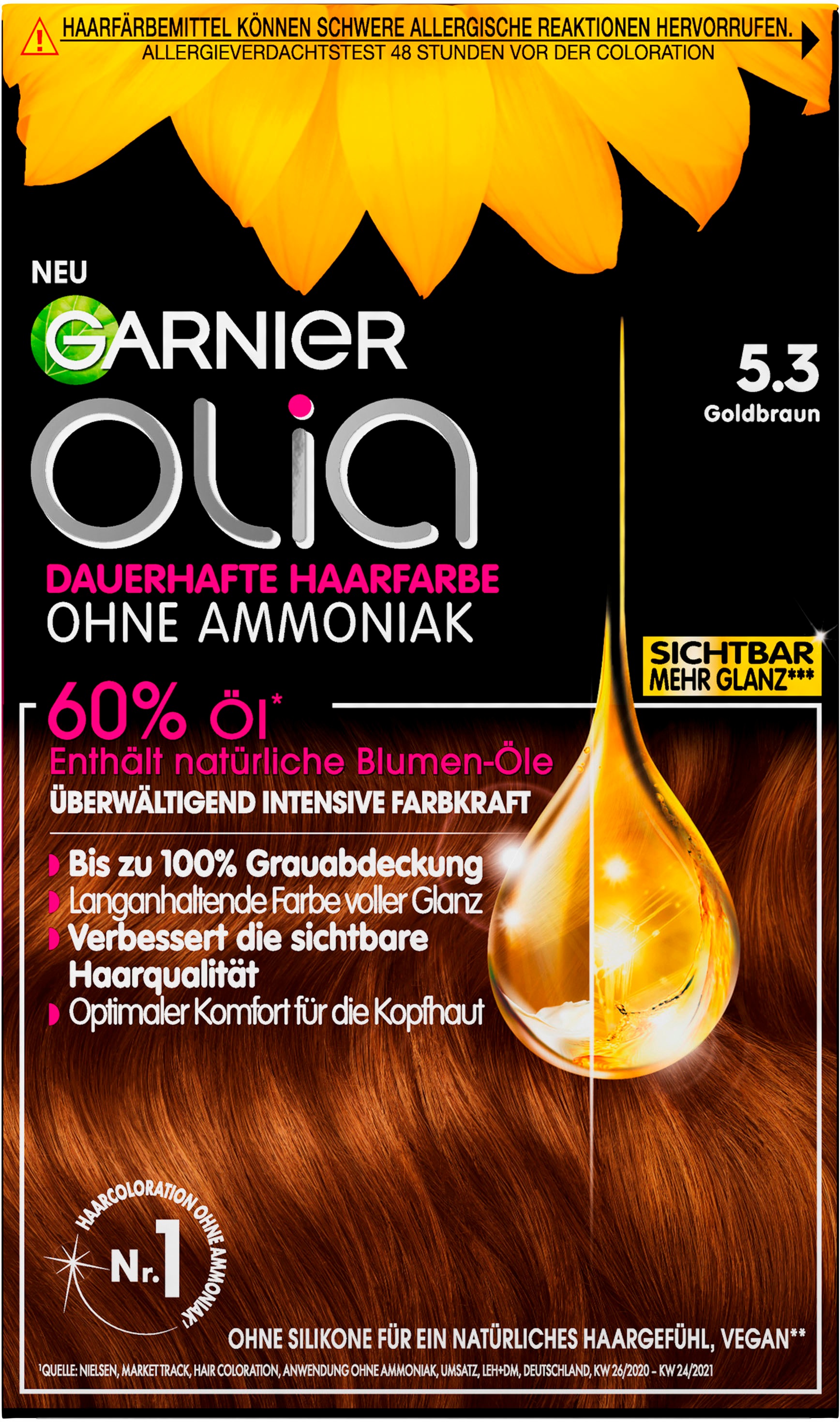 GARNIER Coloration »Garnier Olia dauerhafte Haarfarbe«, (Set, 3 tlg.), mit pflegender Formel