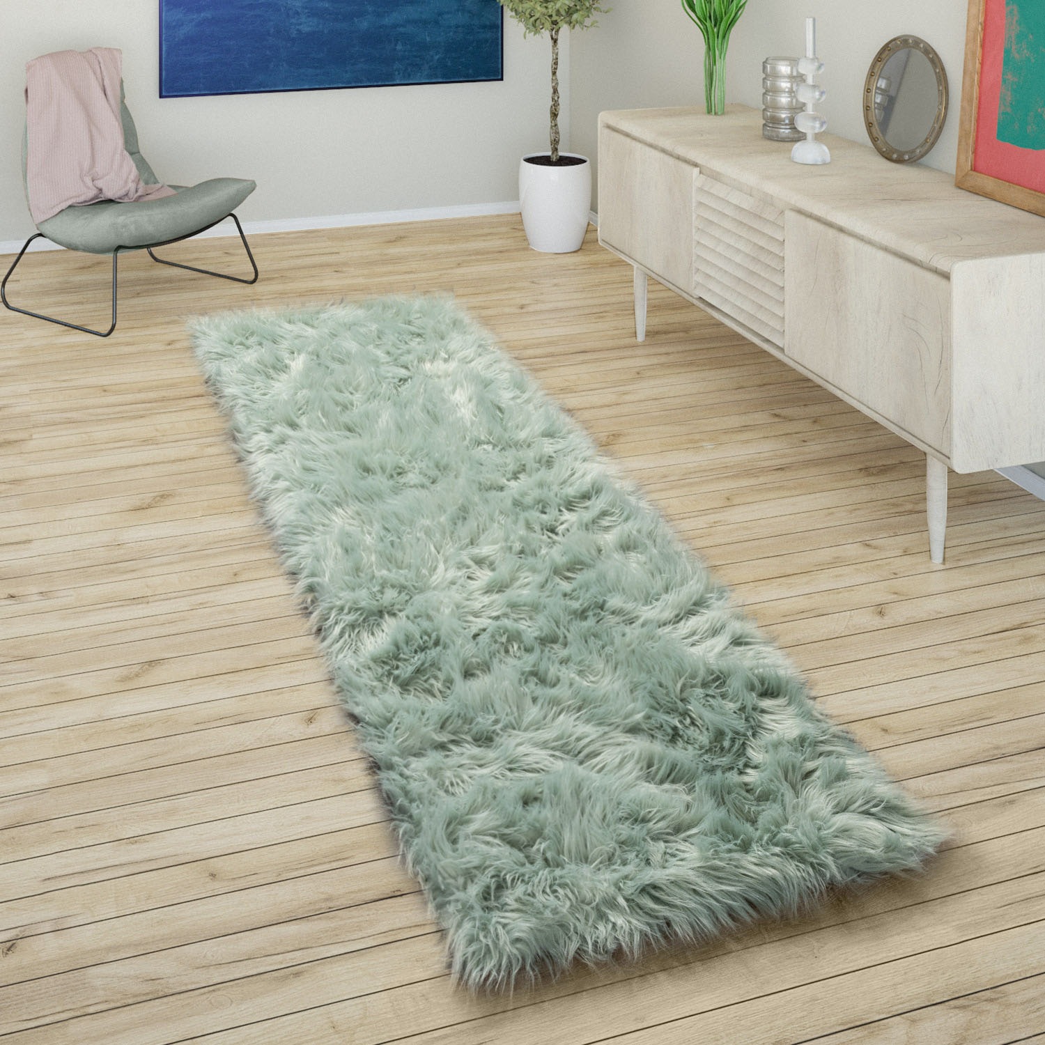 Paco Home Hochflor-Läufer »Playa 960«, rechteckig, 64 mm Höhe, Läufer, Kuns günstig online kaufen