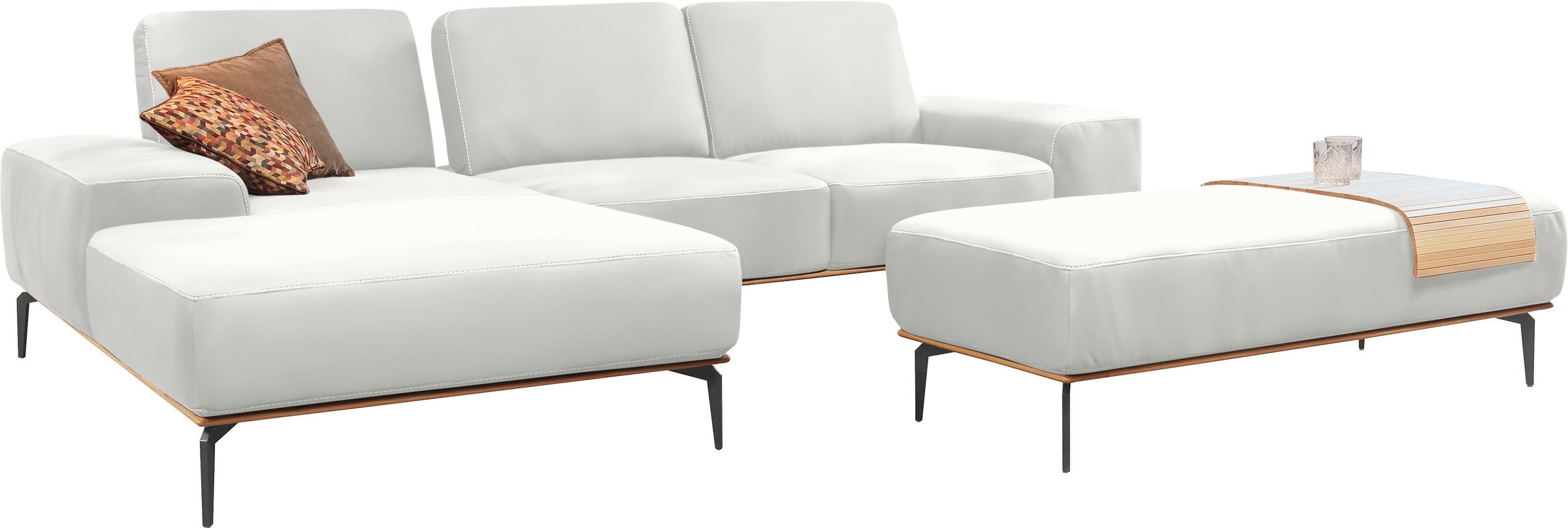 W.SCHILLIG Ecksofa »run, Designsofa mit tollem Sitzkomfort, bequem, L-Form«, mit Holzsockel, Füße in Schwarz pulverbeschichtet, Breite 299 cm