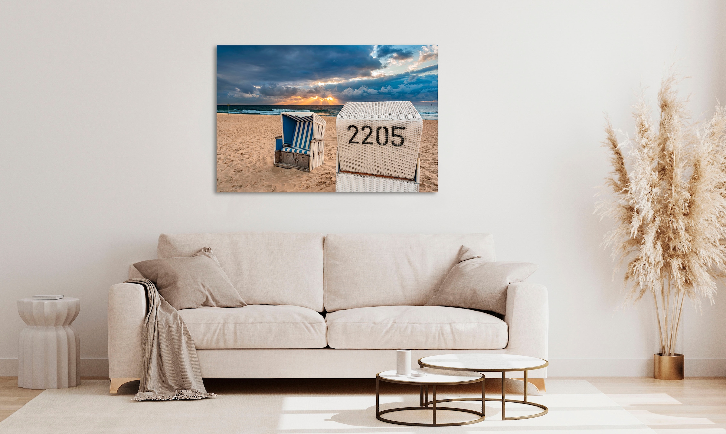 queence Acrylglasbild »Strandkorb Sylt«, Strand-Meer-Meer Bilder-Himmel-Spa-Spa Bilder, (1 St.), Fine Art-Print in Galeriequalität